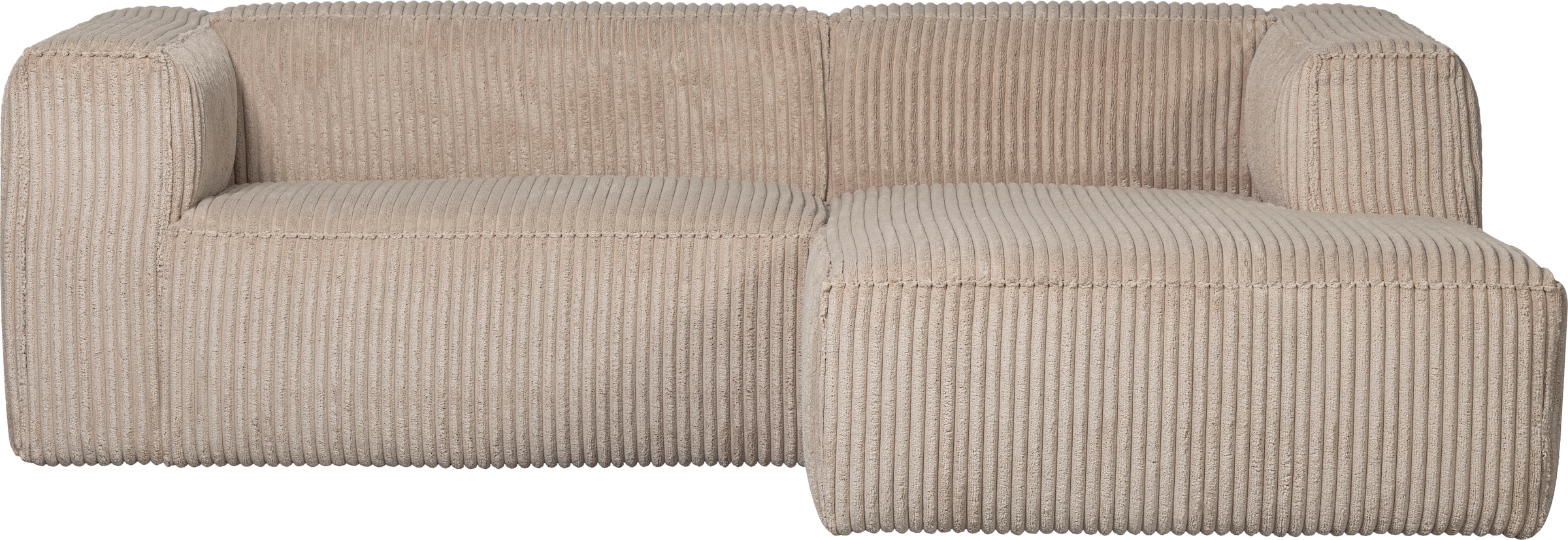 Image of WOOOD Ecksofa "Bean Ripsbezug vollständig bezogen, H 73 x B 254 x T 175 cm" Rechts, Tragkraft 100 kg pro Sitzplatz, Gute Verschleissfestigkeit