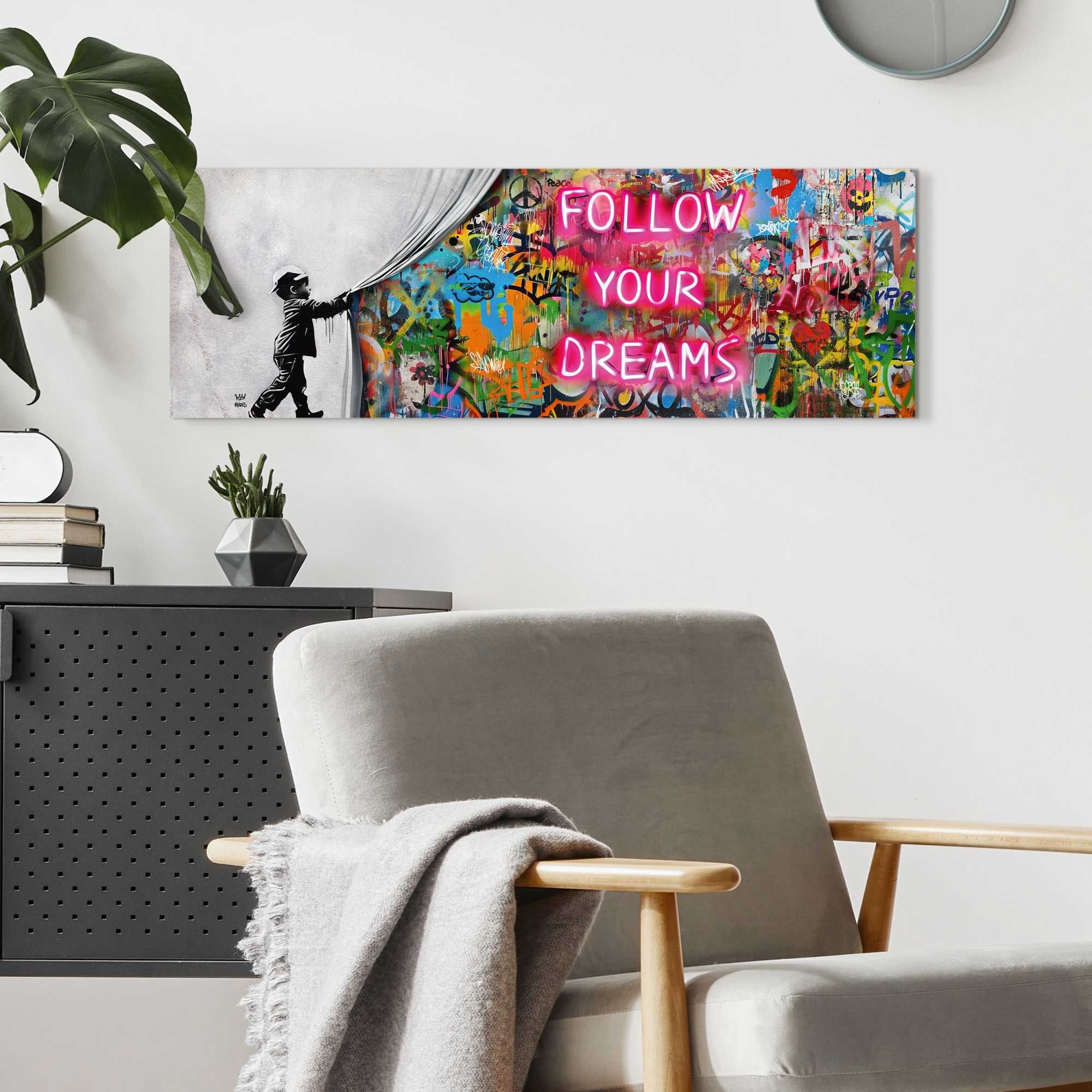 Reinders! Deco-Panel »Graffiti follow your dreams« Hobbyraum - Mehrfarbig - MDF - Street Art - 90x30 cm