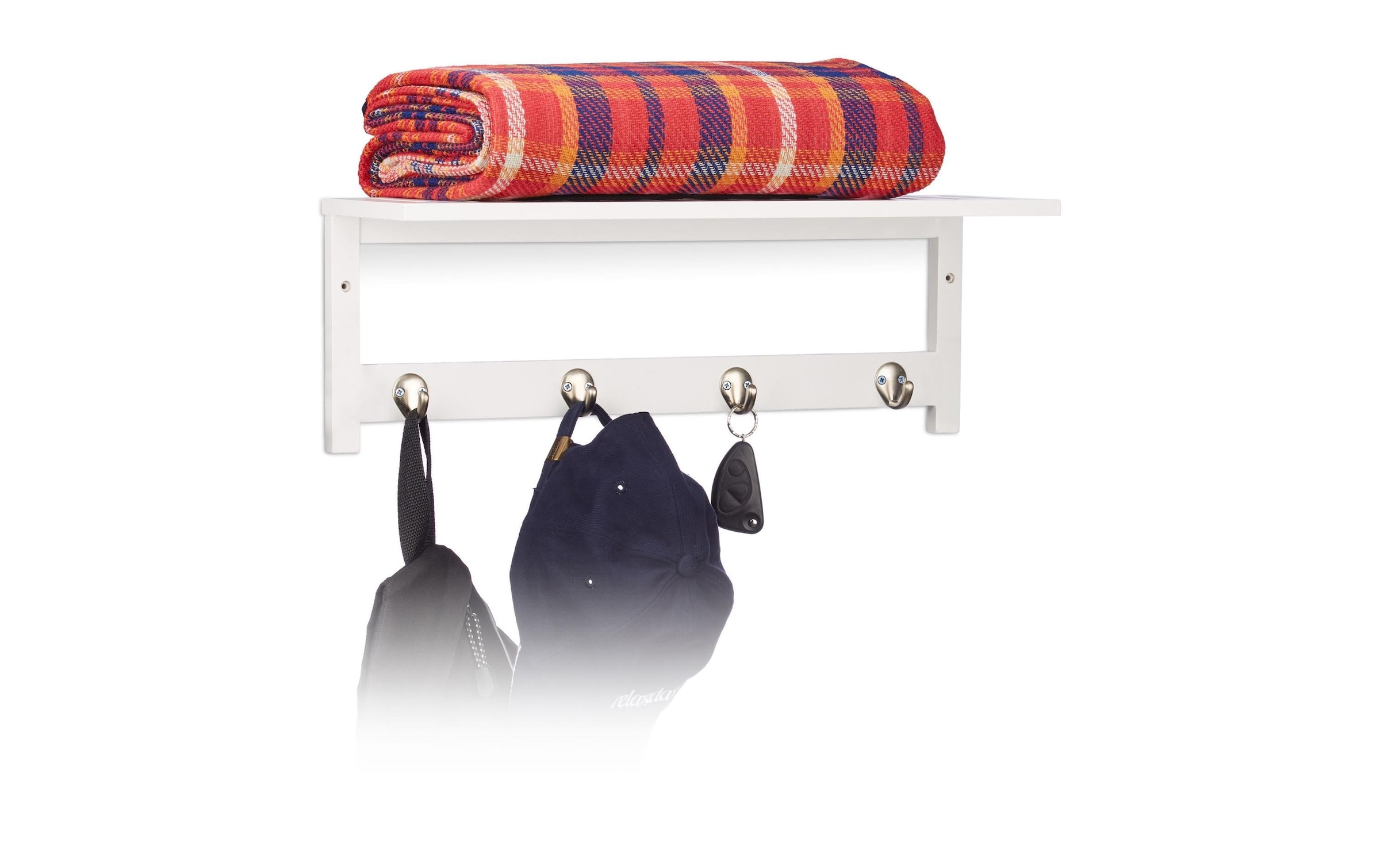 relaxdays Wandregal »Wandregal mit 4 Haken«