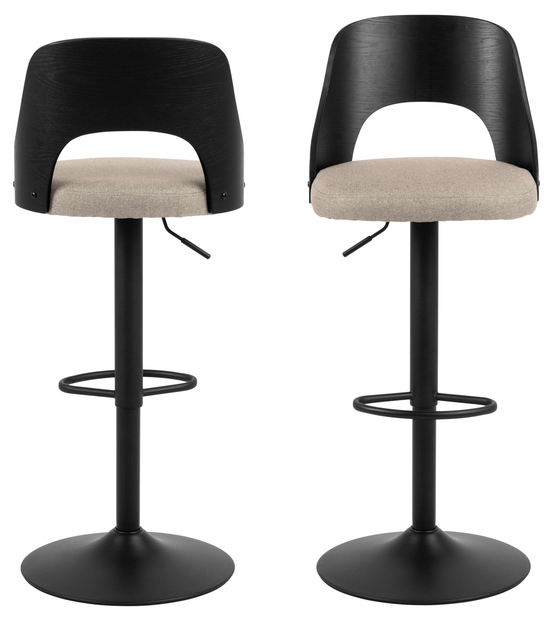 ACTONA GROUP Tabouret de bar »Lucy Barstuhl, Fussstütze, Drehbar, Höhenverstellbar,« tissu/placage, pied trompette, vérin à gaz, lot de 2