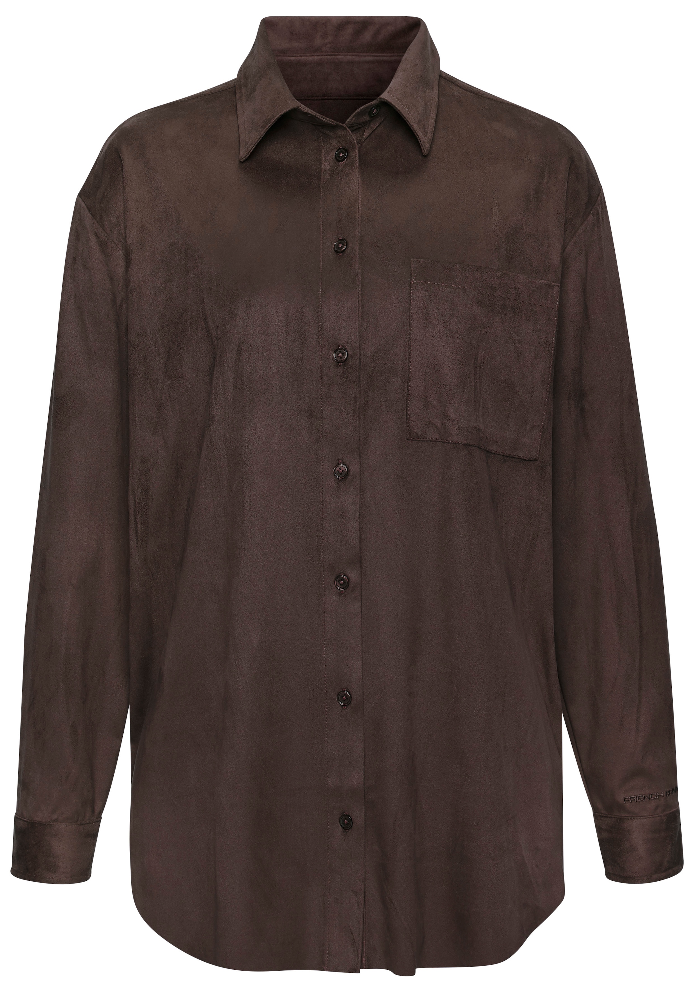 French Connection Langarmhemd aus Veloursleder-Imitat mit aufgesetzter Tasche, Loungewear