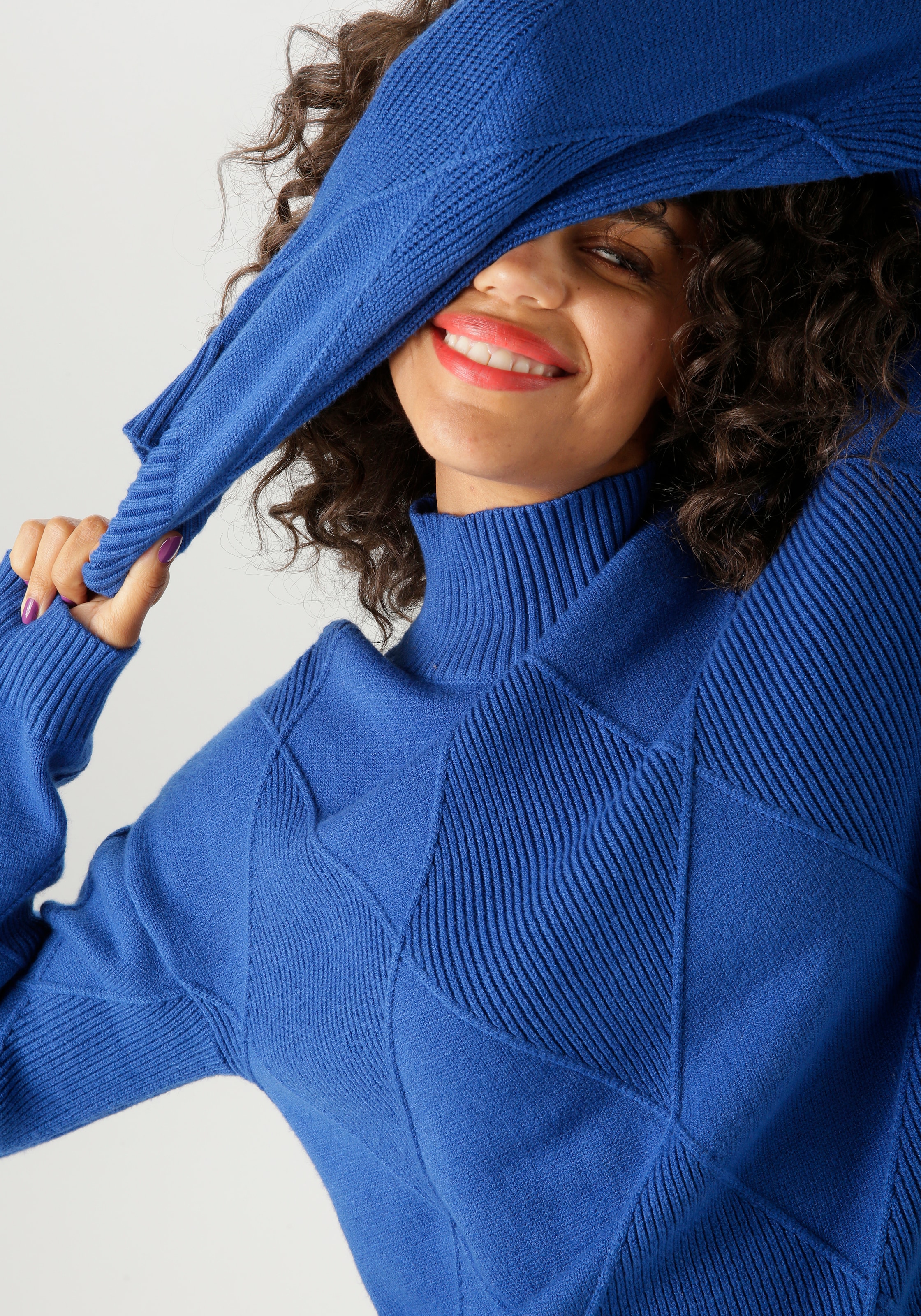 Aniston CASUAL Strickpullover im trendigen Rauten-Muster - NEUE KOLLEKTION