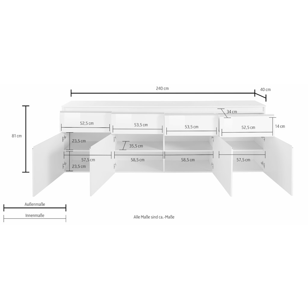 INOSIGN Sideboard »Magic«, Breite 240 cm, ohne Beleuchtung