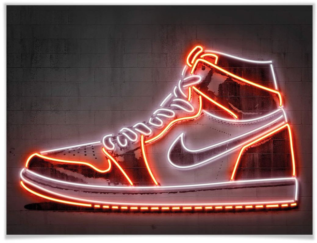 Wandbild, (1 St.), Schuh, Bild, Wall-Art Nike Sneaker«, Wandposter Poster, Neon »Mielu Poster jetzt kaufen Schuh