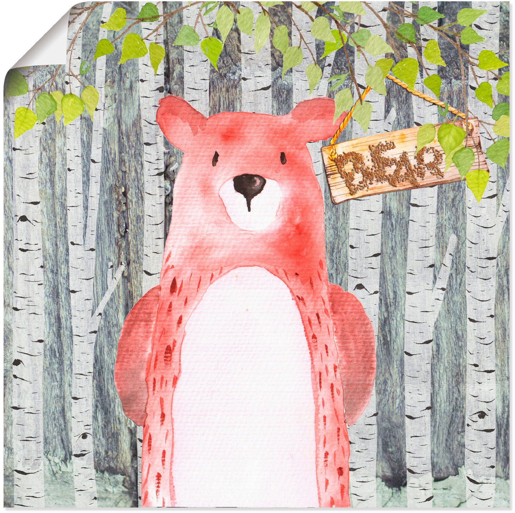 Artland Wandbild »Waldfreunde- der lustige Bär«, Tiere, (1 St.), als  Alubild, Leinwandbild, Wandaufkleber oder Poster in versch. Grössen jetzt  kaufen