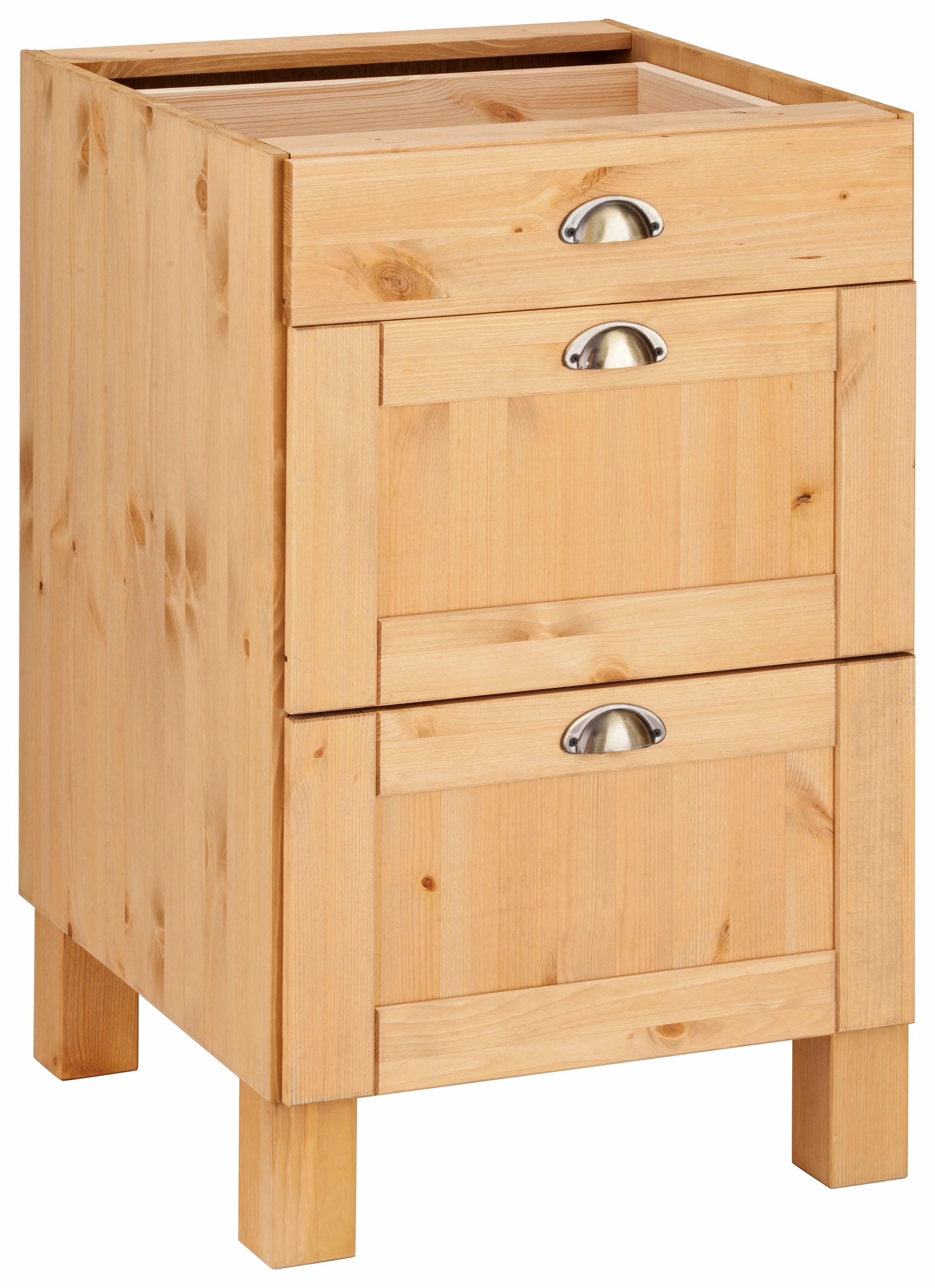 Image of Home affaire Unterschrank »Oslo«, 50 cm breit, ohne Arbeitsplatte, 1 Schubkasten, 2 Auszüge, aus massiver Kiefer, Metallgriffe bei Ackermann Versand Schweiz