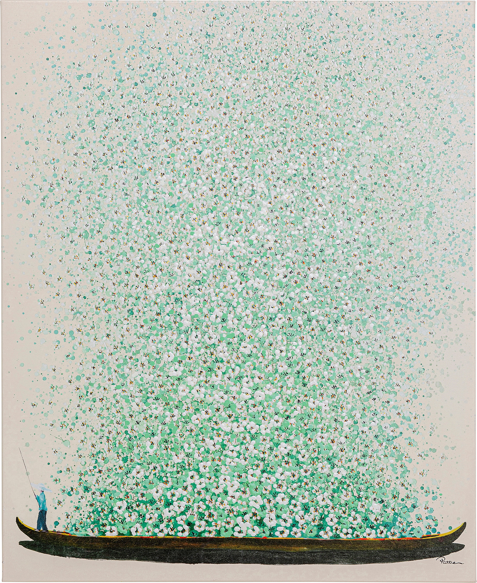 Image of Kare Design Leinwandbild "Leinwandbild Flower Boat Beige Grün 80"