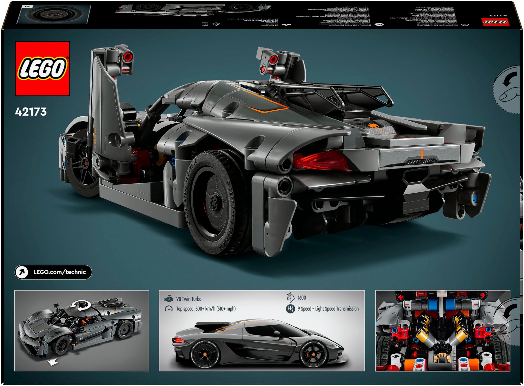LEGO® Pions de construction »Koenigsegg Jesko Absolut Supersportwagen in Grau (42173), LEGO Technic« Made in Europe