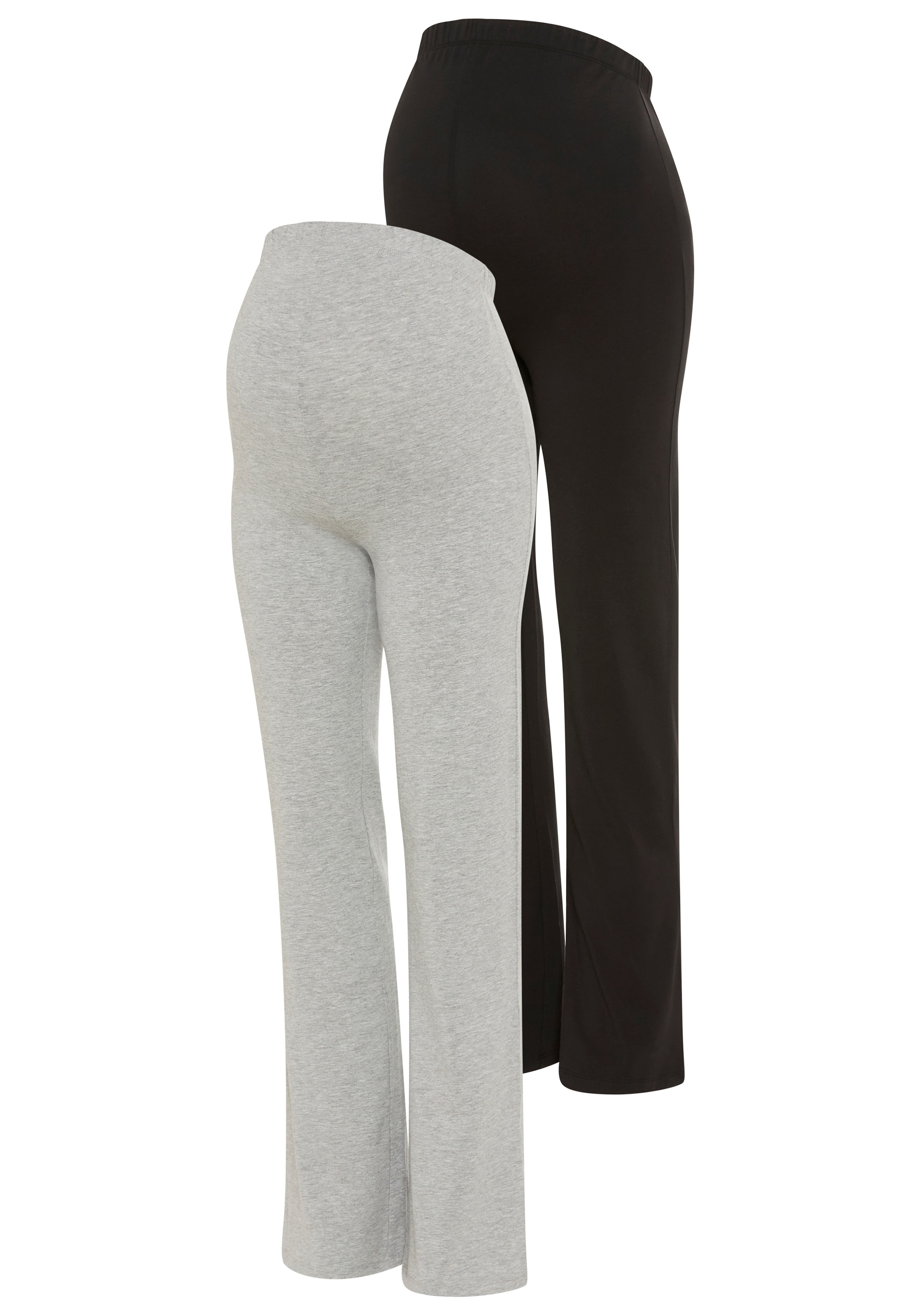 Image of Neun Monate Umstandsleggings "2er Pack Umstands-Leggings mit geradem Bein" für Schwangerschaft, aus weicher Baumwollmischung, langer Schnitt