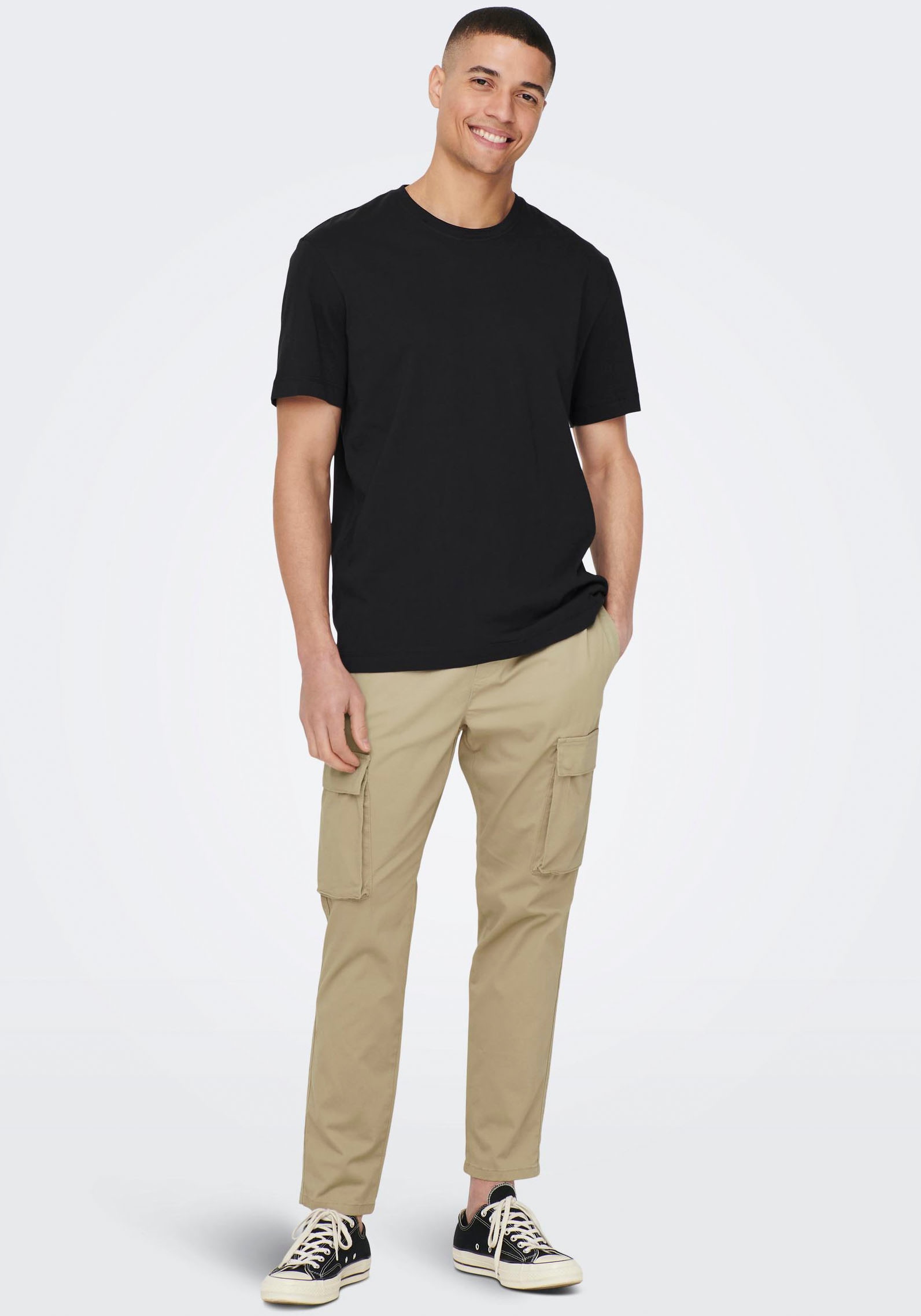 ONLY & SONS Shirt à col rond »ONSMAX LIFE REG SS STITCH TEE«