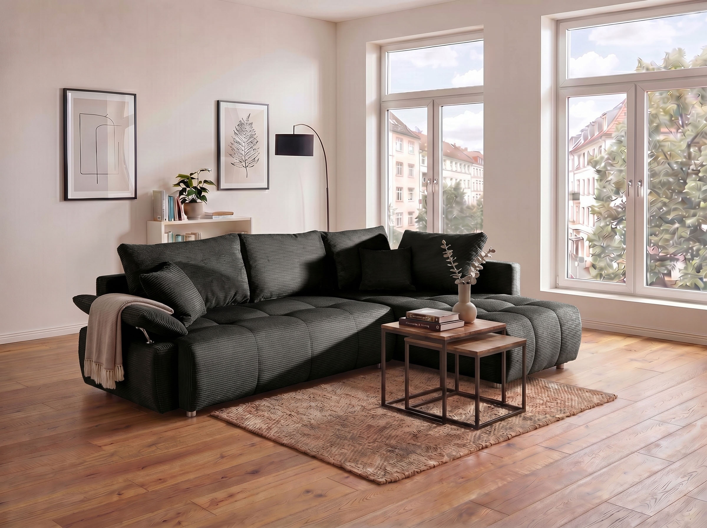 Image of COLLECTION AB Ecksofa "Funtastic L-Form, B: 213 cm, Schlaffunktion, Bettkasten, auch in Cord" Armteilverstellung, Bonnellfederkern, frei stellbar