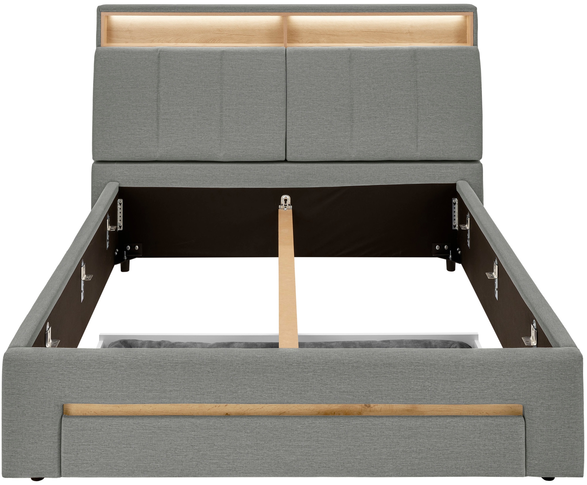 INOSIGN Lit rembourré »CiTY/GiRON,, gepolstertes Stauraumbett, mit LED Beleuchtung« Bettkasten mit Hundebett oder als Stauraum, klappbare Kopfteile