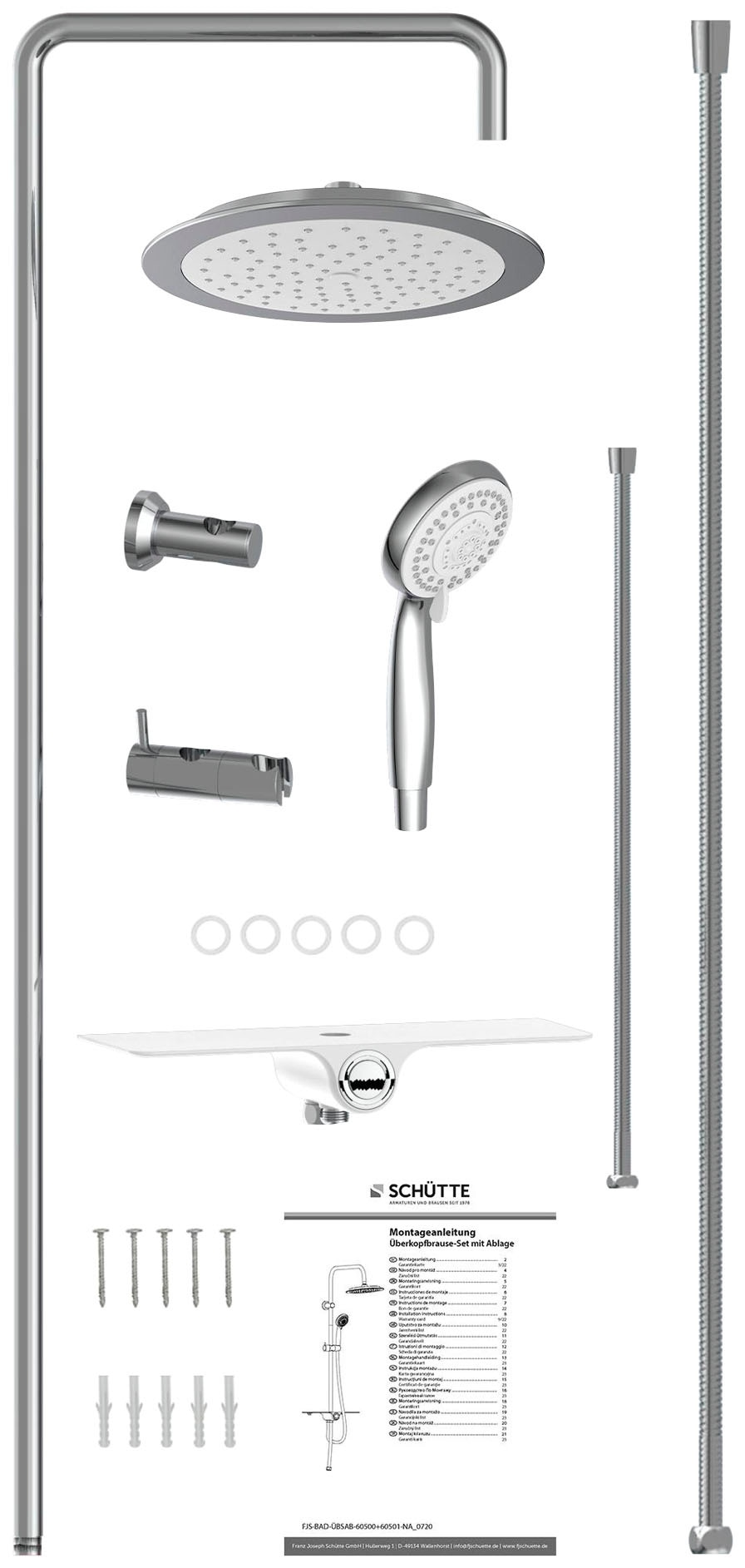 Schütte Brausegarnitur »Aquastar« Regendusche ohne Armatur, Duschsystem mit Ablage, mit 5 Funktionen