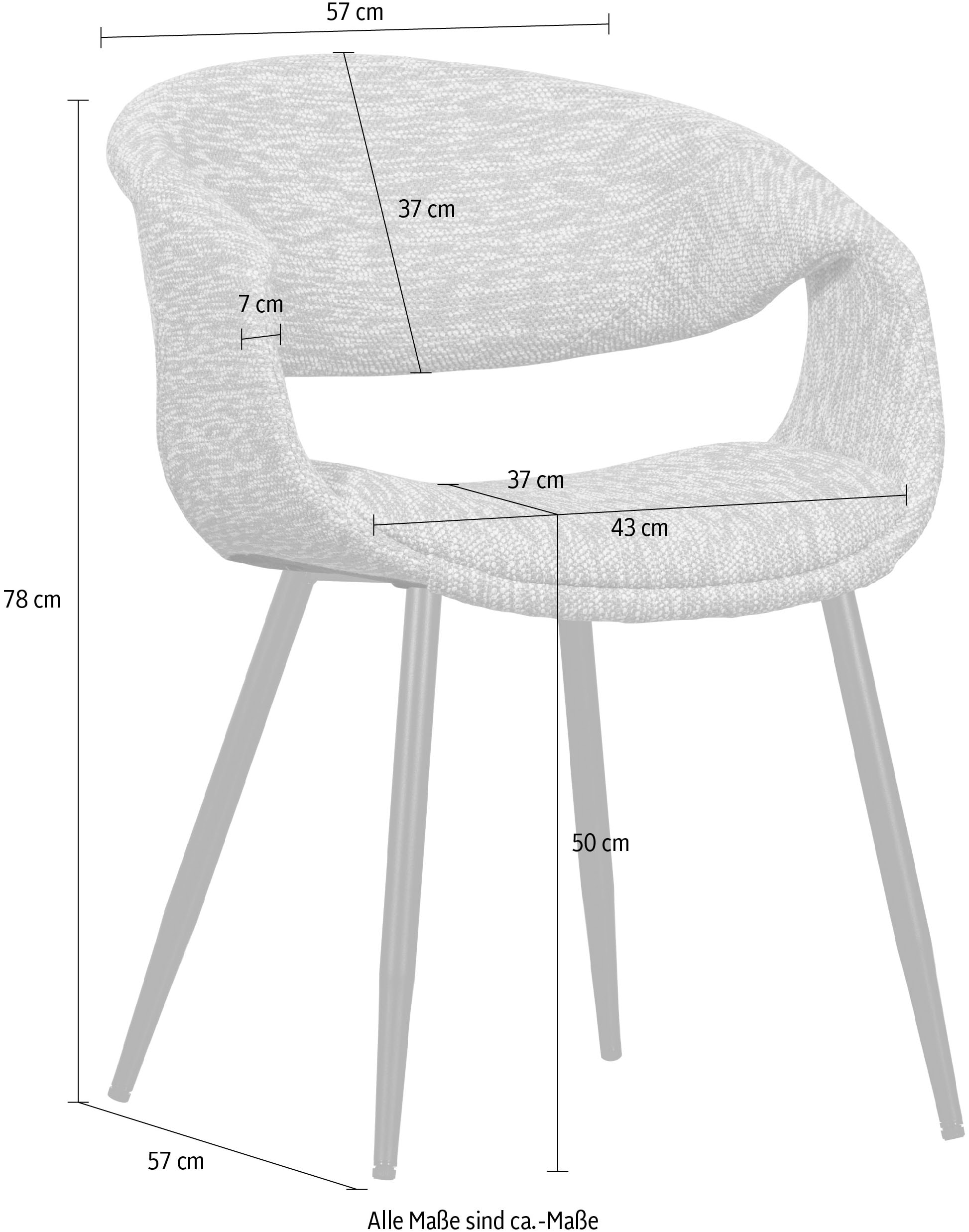 WOOOD Esszimmerstuhl »Yossi mit Armlehnen und Gewebtem Bezug B 57 x T 57 x H 78 cm (2er-Set)« (Set) 2 Stk.Maximale Verschleissfestigkeit, Metallgestell, Tragkraft 136 kg