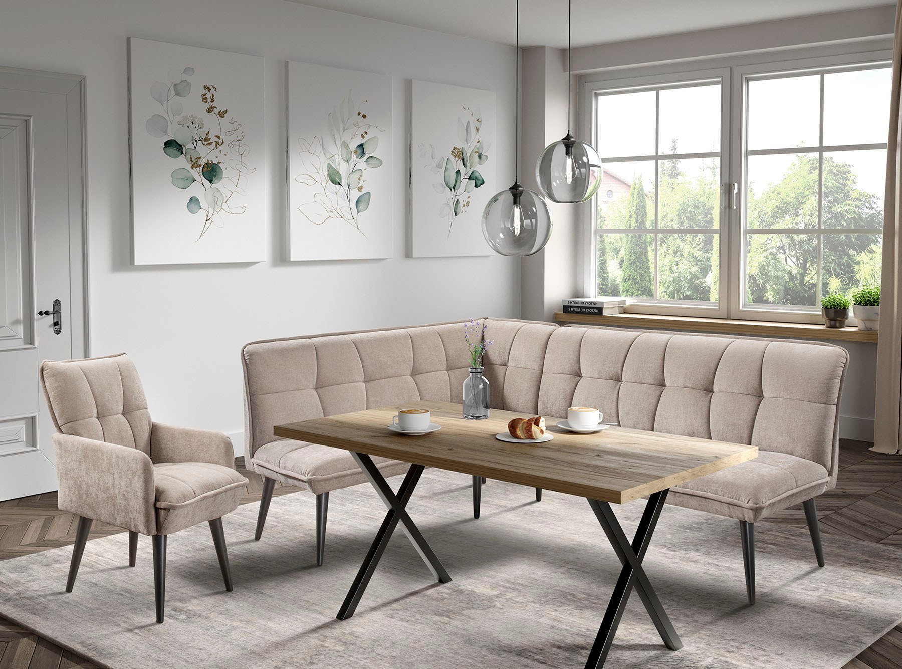 exxpo - sofa fashion Banc d'angle »Mocca Essbank, Sitzbank« hoher Sitzkomfort, bequem und elegant, hochwertige Detailverarbeitung