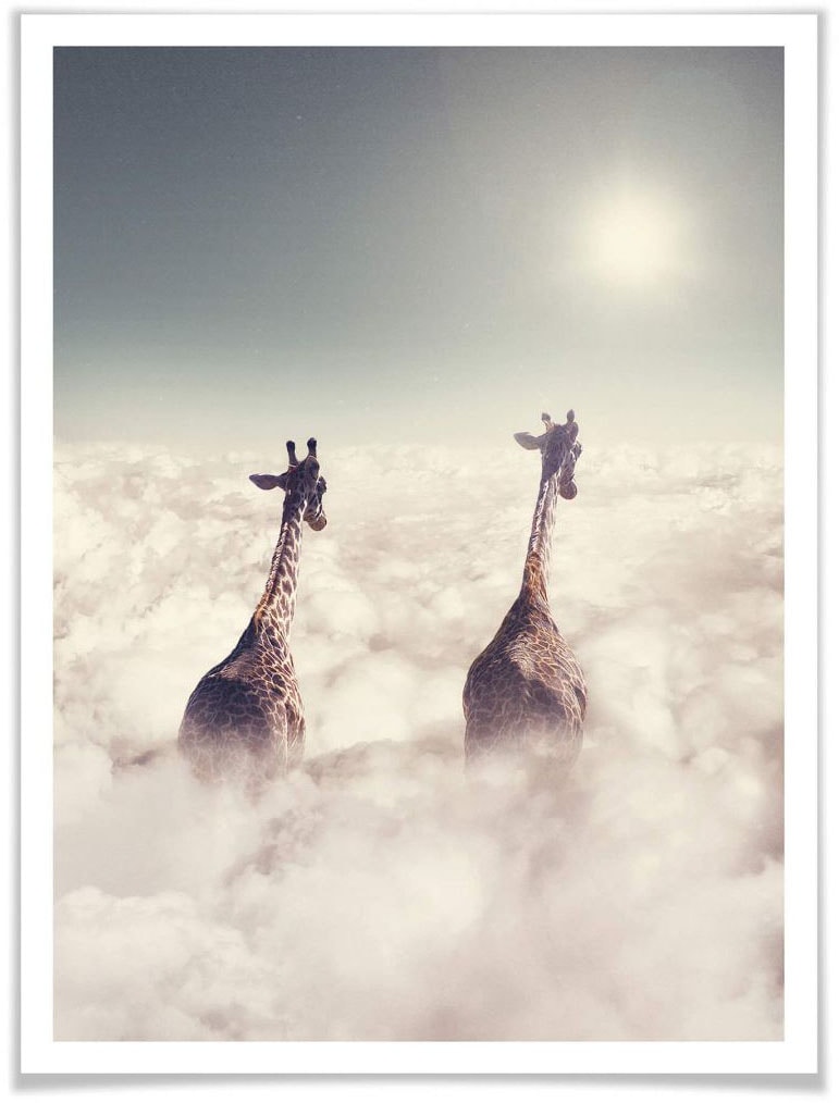 Bild, Poster, Wall-Art Giraffen »Safari Tiere, Wandbild, Wandposter in St.), den günstig Poster Wolken«, (1 kaufen