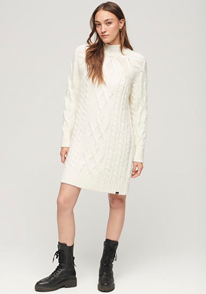 Superdry Strickkleid »CABLE MOCK NECK JUMPER DRESS«