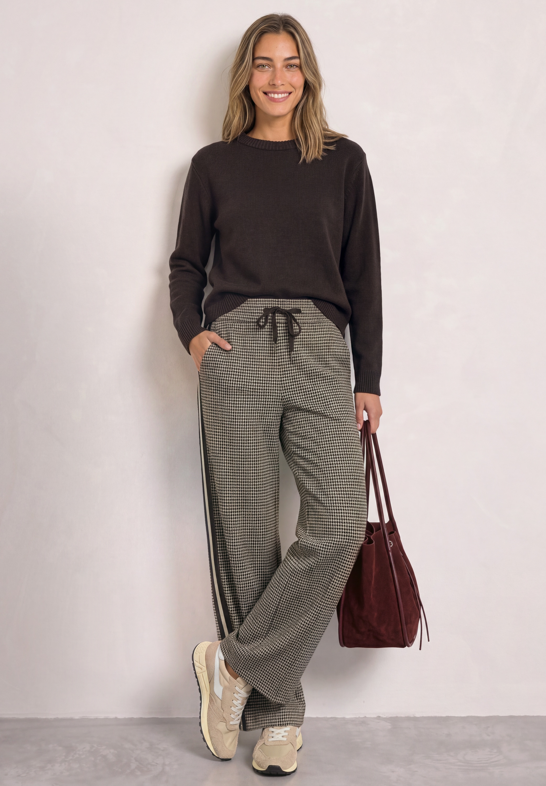 STREET ONE Pantalon en tissu »Style Emee«  Wide Leg Hose mit Gallonstreifen und Dessin