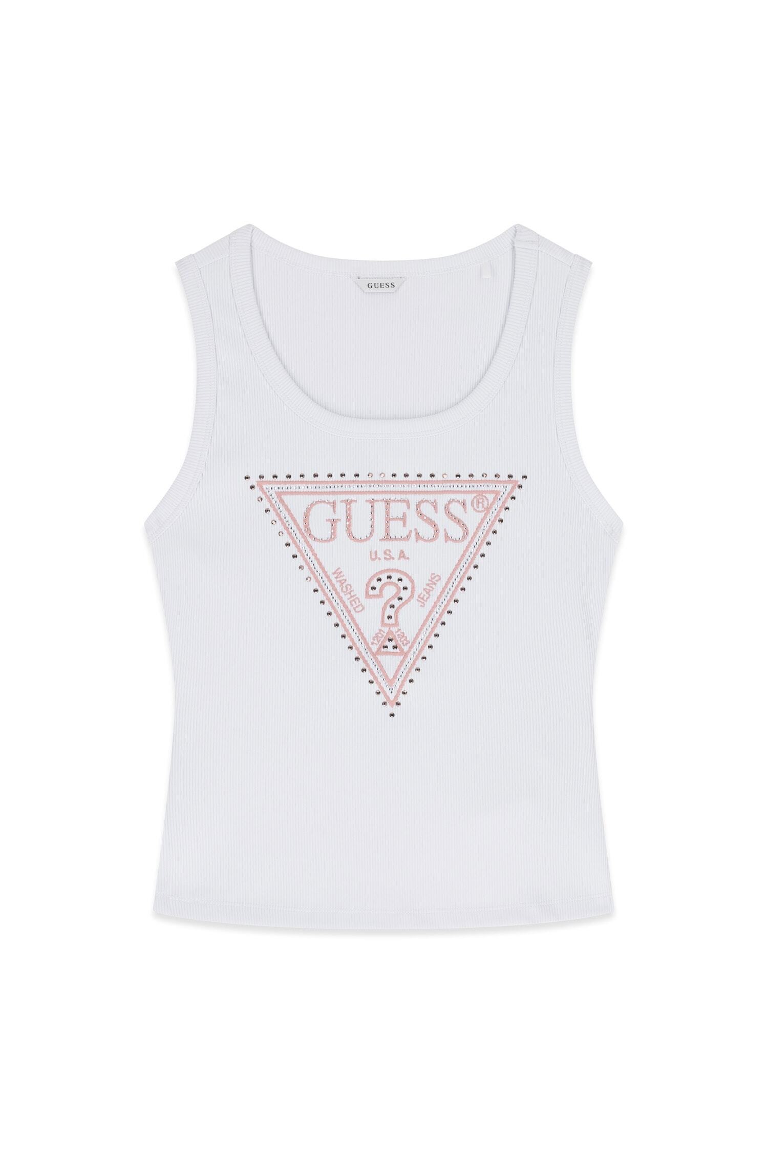 Guess Ripptanktop »SL SAVINA TRIANGLE LOGO TANK« mit Schmucksteinbesatz