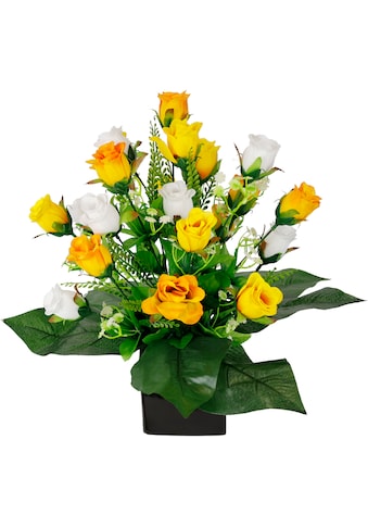 Kunstblume »Rosen-Arrangement im Topf aus Keramik Blumengesteck Dekoblumen«