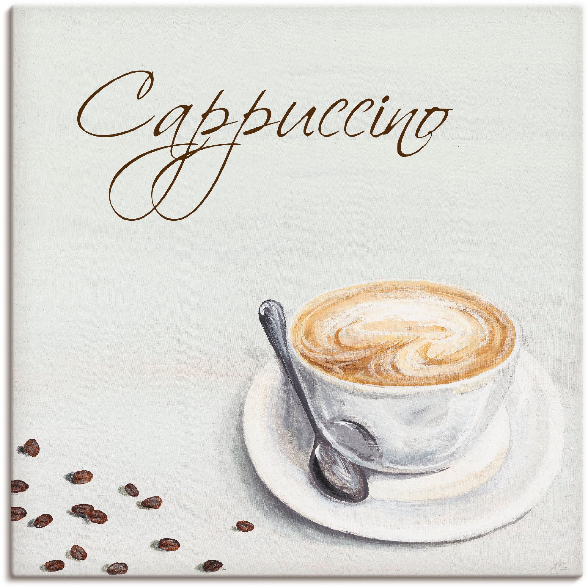 Image of Artland Leinwandbild "Cappuccino II" Getränke 1 Stk. tlg. auf Holzrahmen gespannt