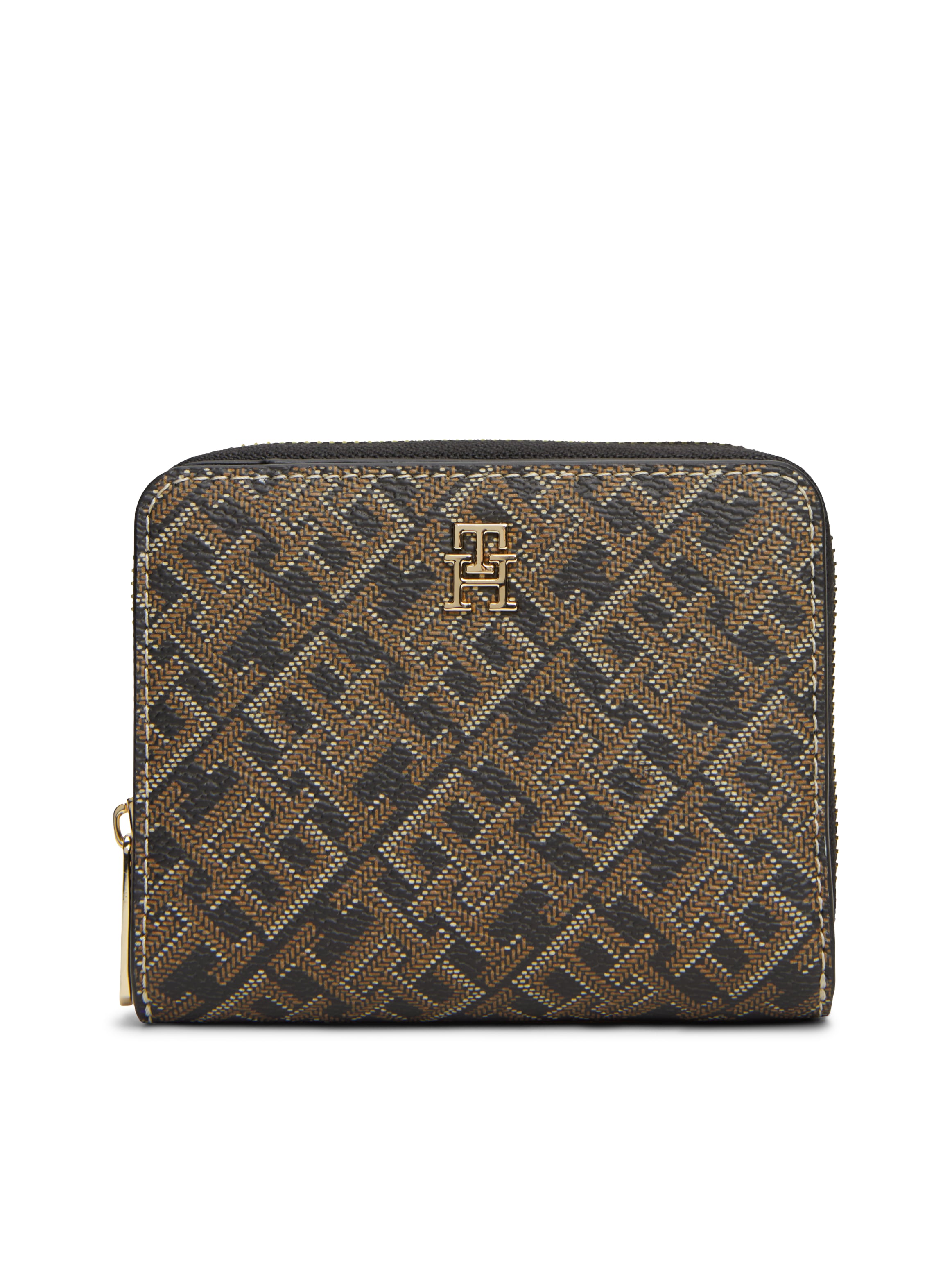 Image of Tommy Hilfiger Geldbörse "TH ICON MED ZA W/FLAP MONO PRINT" Damen Portemonnaie, Geldbeutel mit farbigen TH-Logoprint