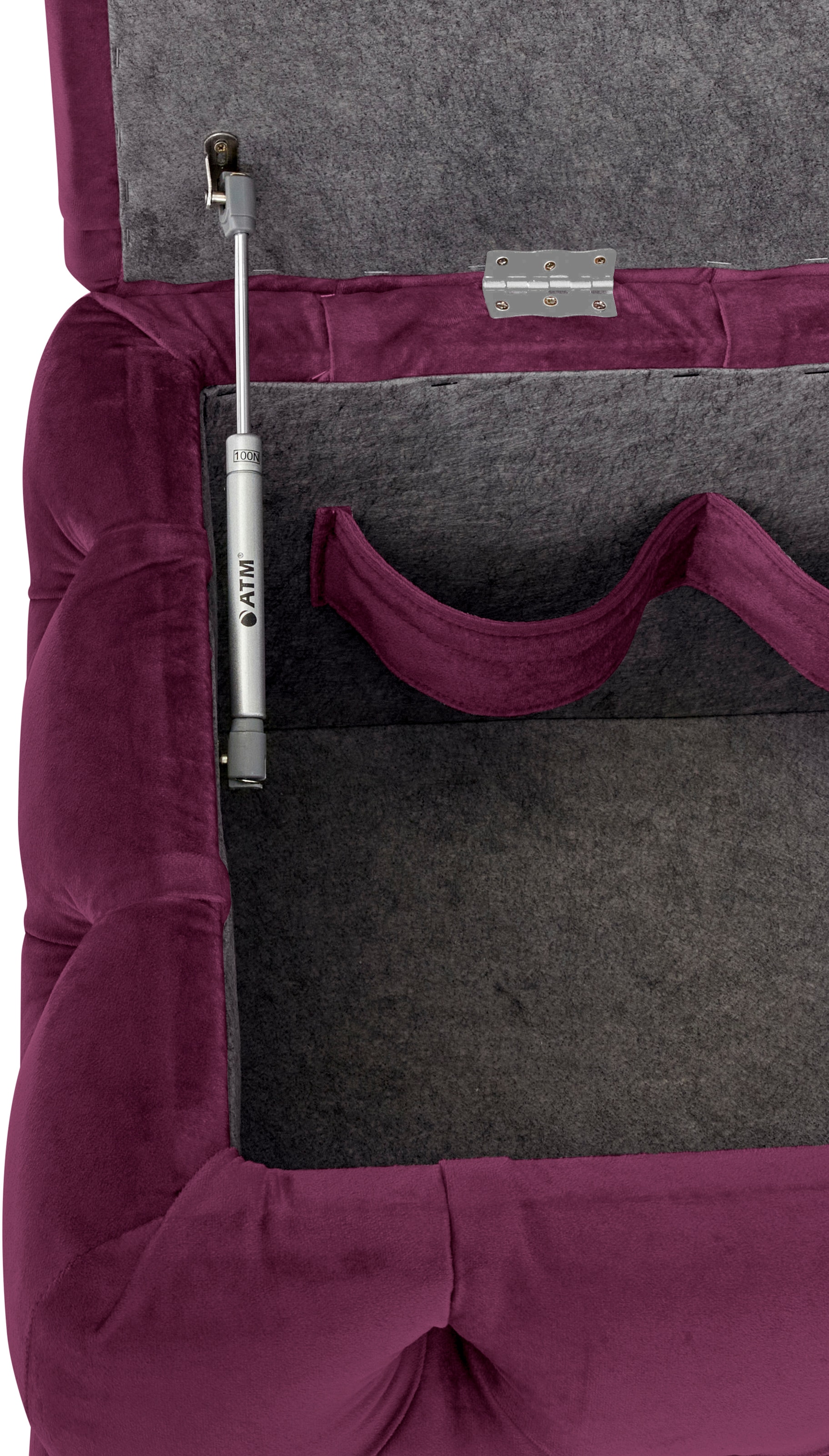 Home affaire Tabouret rembourré »KALINA, hochwertige Knopfheftung, B/T/H: 120/55/45 cm« mit Staufach und innenliegenden Laschen zur besseren Aufbewahrung