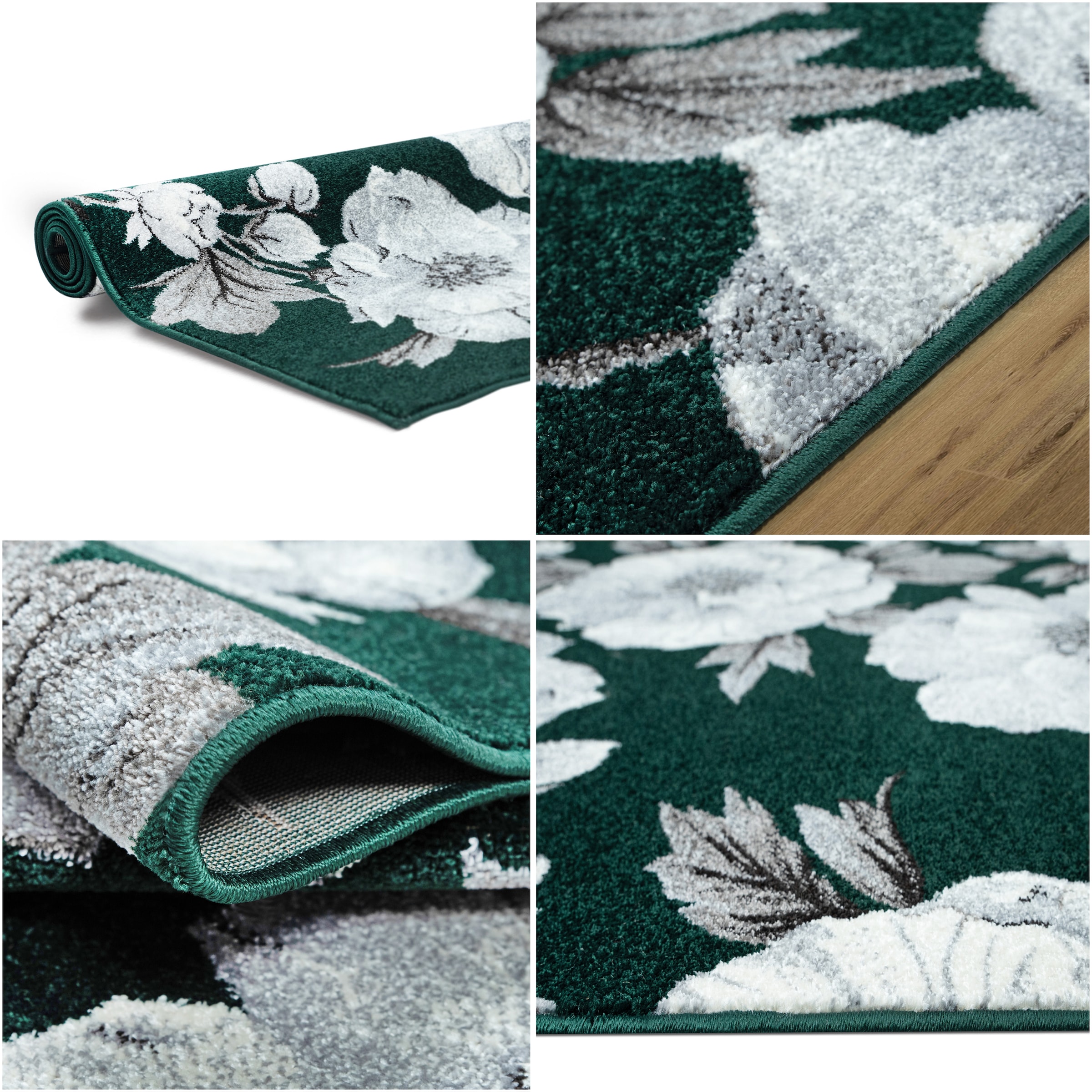 GOODproduct Teppich »Florent, Blumen Design, Vintage« rechteckig 9 mm Höhe Floral, detailreiche Blüten, Botanical, elegant, Wohnzimmer