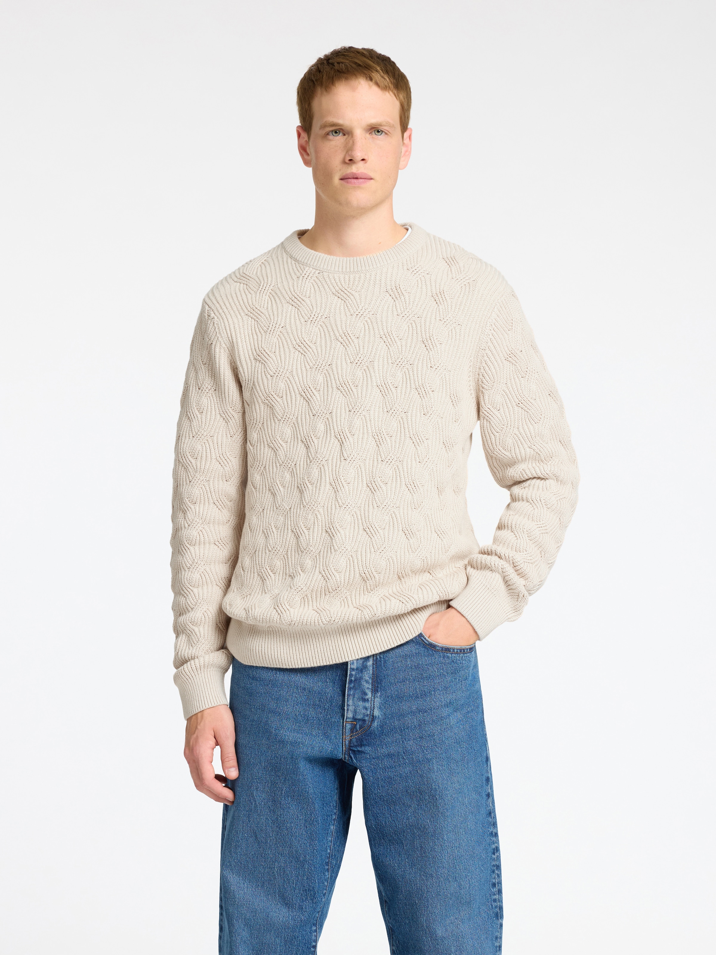 Strickpullover »SLHCALLIS LS KNIT CABLE CREW NECK NOOS«