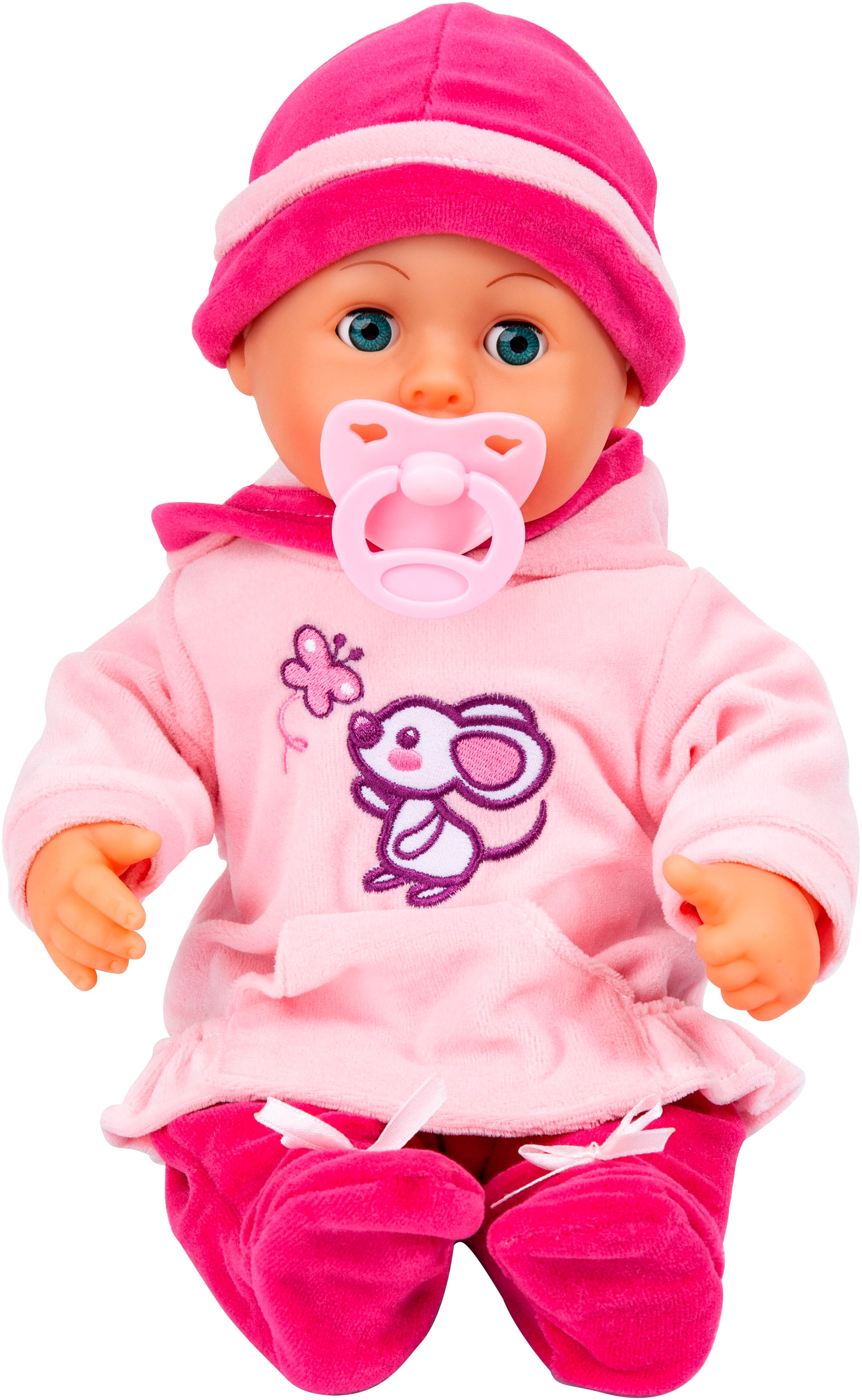 Bayer Babypuppe »First Words Baby, 38 cm, Maus rosa« mit Schlafaugen und Babygeräuschen