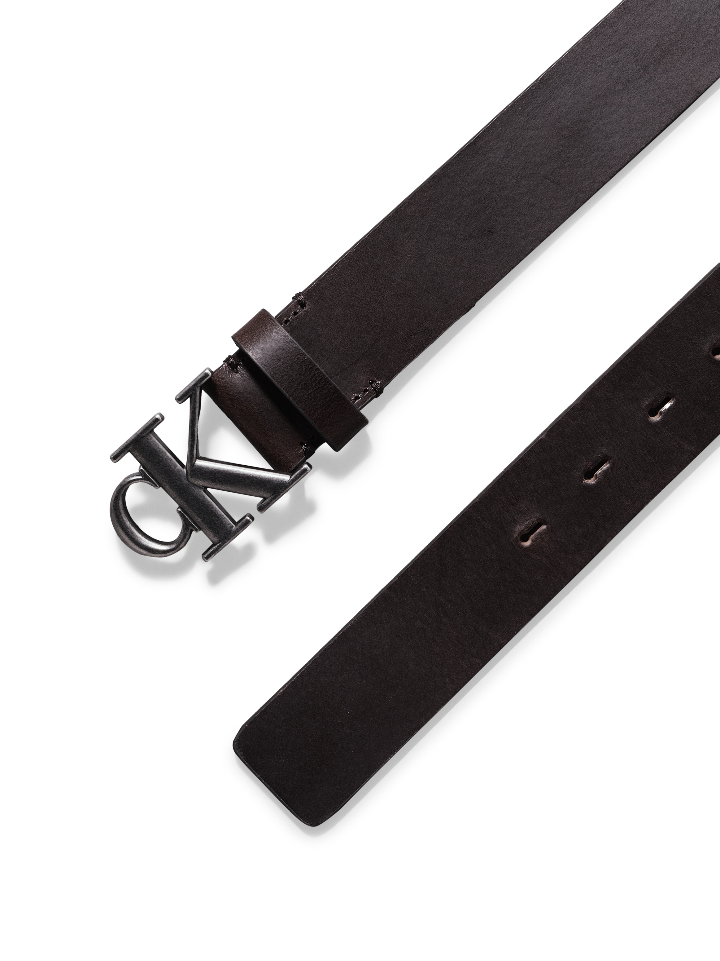 Calvin Klein Jeans Ledergürtel »ROUND MONO PLAQUE LTHR BELT 35MM«, mit CK-Logoschliesse