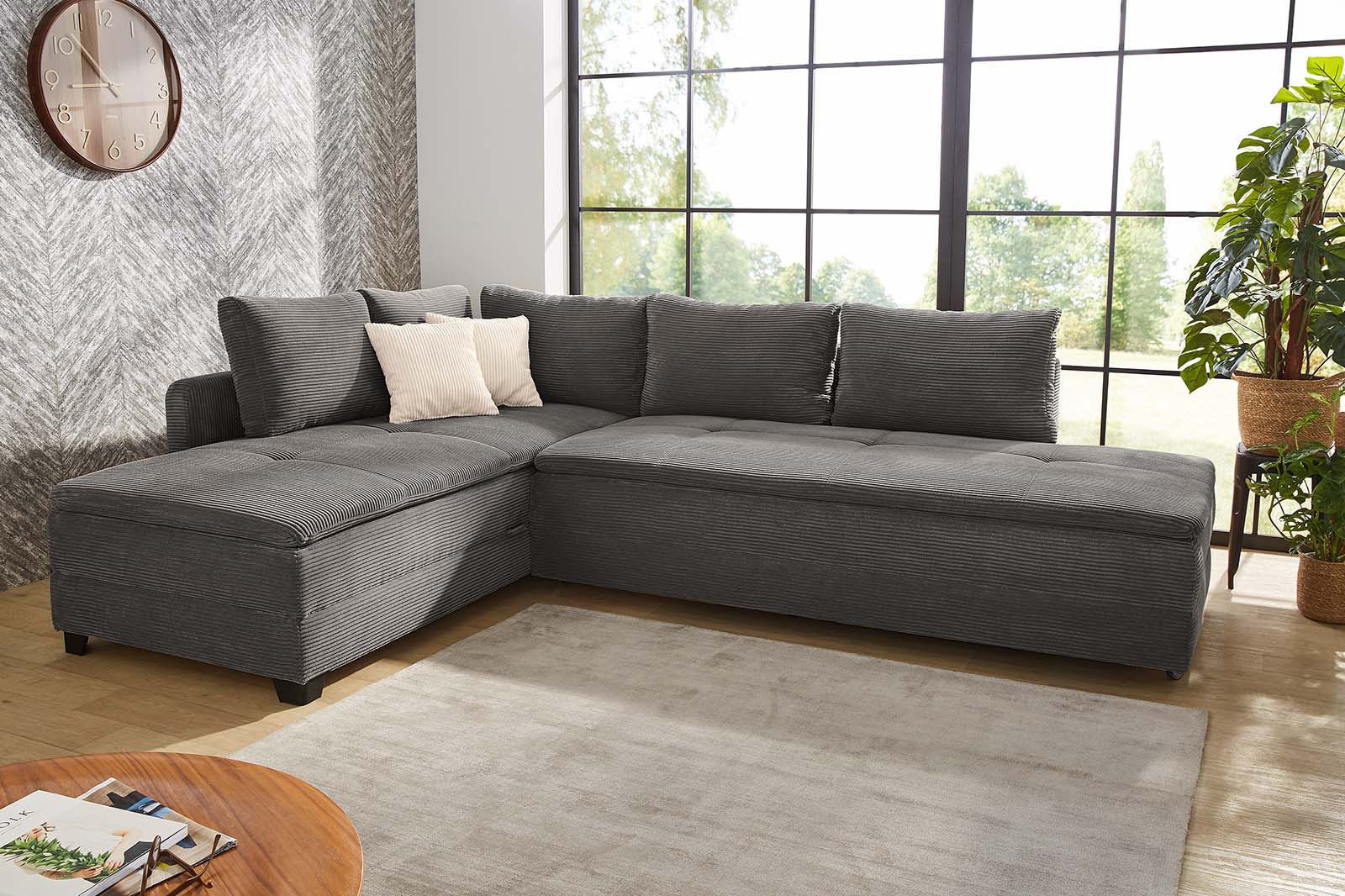 Image of Jockenhöfer Gruppe Ecksofa "Madrid L-Form, B: 306 cm, Liegefl. 180x200 cm, Dauerschläfer" mit Bettfuntkion, Bettkasten, Topper & Regal, Boxspringbettaufbau