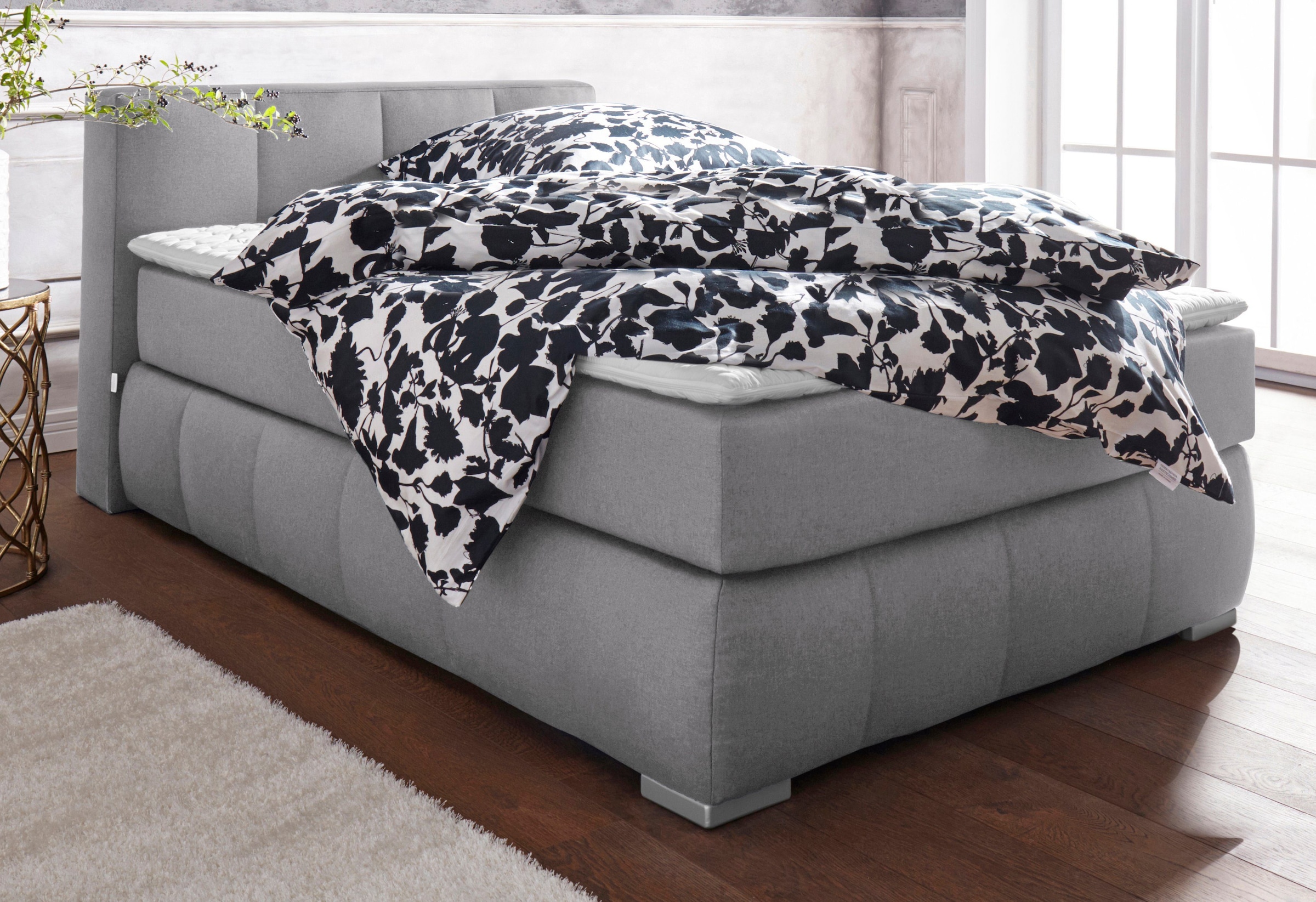 Home affaire Lit boxspring »Chelles« incl. topper, en XXL longueur 220 cm, boîte inférieure avec légère courbure