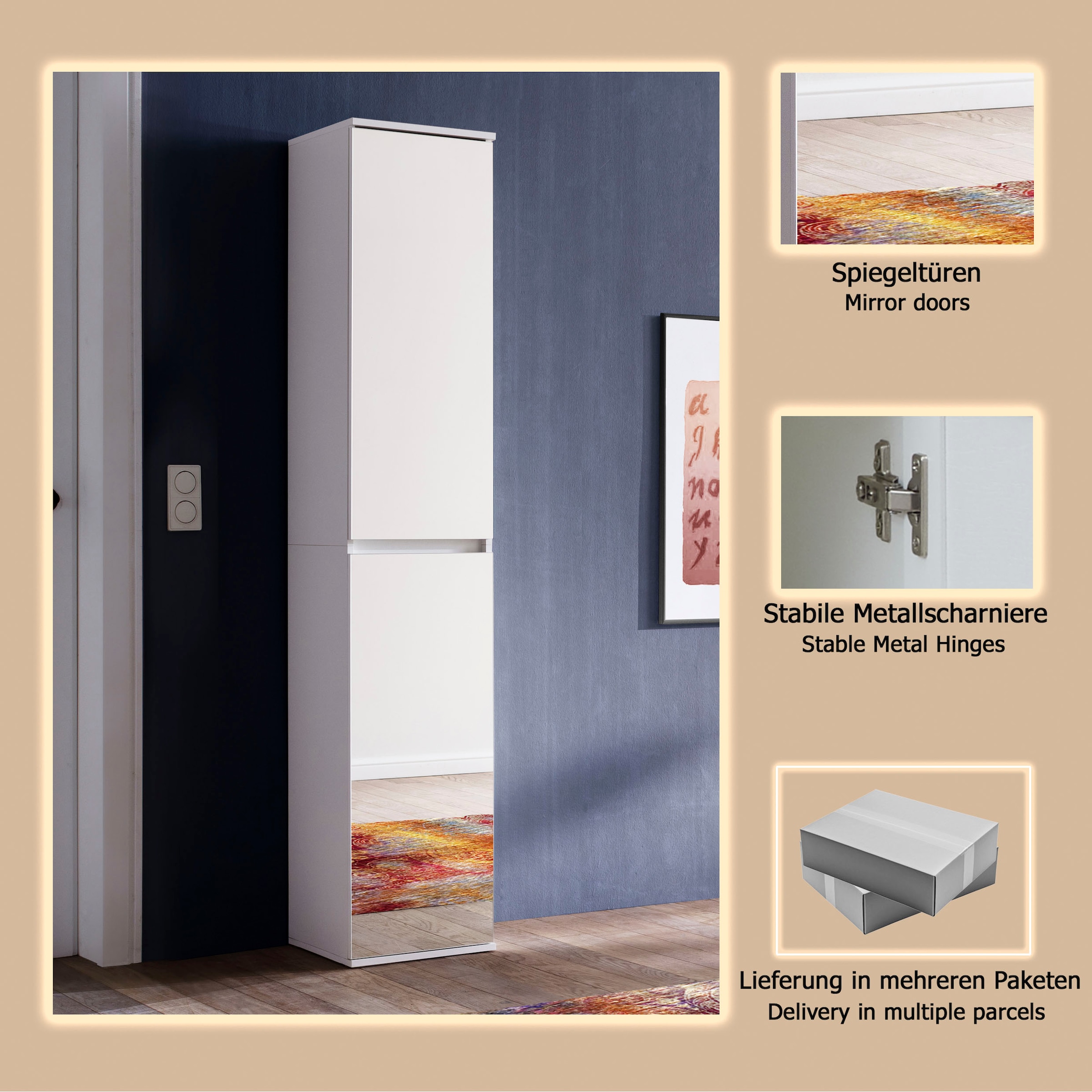 Home affaire Armoire vestiaire »Malcesine« Garderobenschrank mit 2 Türen - (B/T/H) 37/34/191 cm