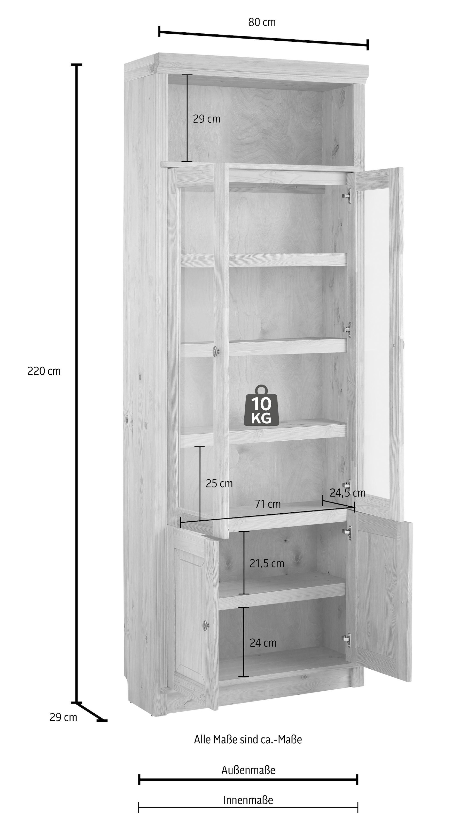 Modische Home affaire Bücherregal »Soeren«, massiver Kiefer, in 2 Höhen,  Tiefe 29 cm, Türen mit Klarglas Einsatz versandkostenfrei bestellen