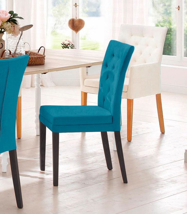 Home affaire 4-Fussstuhl »Colorado«, (Set), 6 St., Luxus-Microfaser, Beine aus Buche, wengefarben lackiert, Im 2er, 4er oder 6er-Set