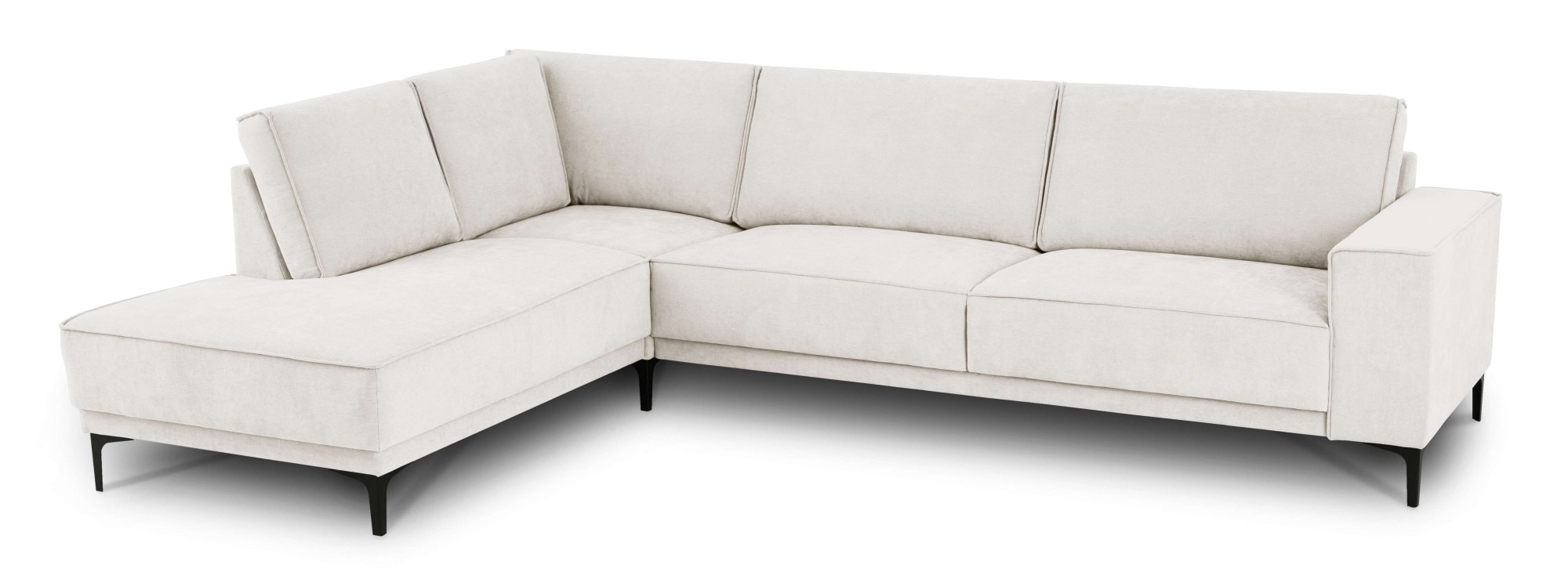 Places of Style Ecksofa »Polsterecke Oland, Struktur, Flachgewebe, Luxus-Microfaser, Boucle«, L-Form, 289 cm, Wellenunterfederung, Skandi-Design, Metallfüsse