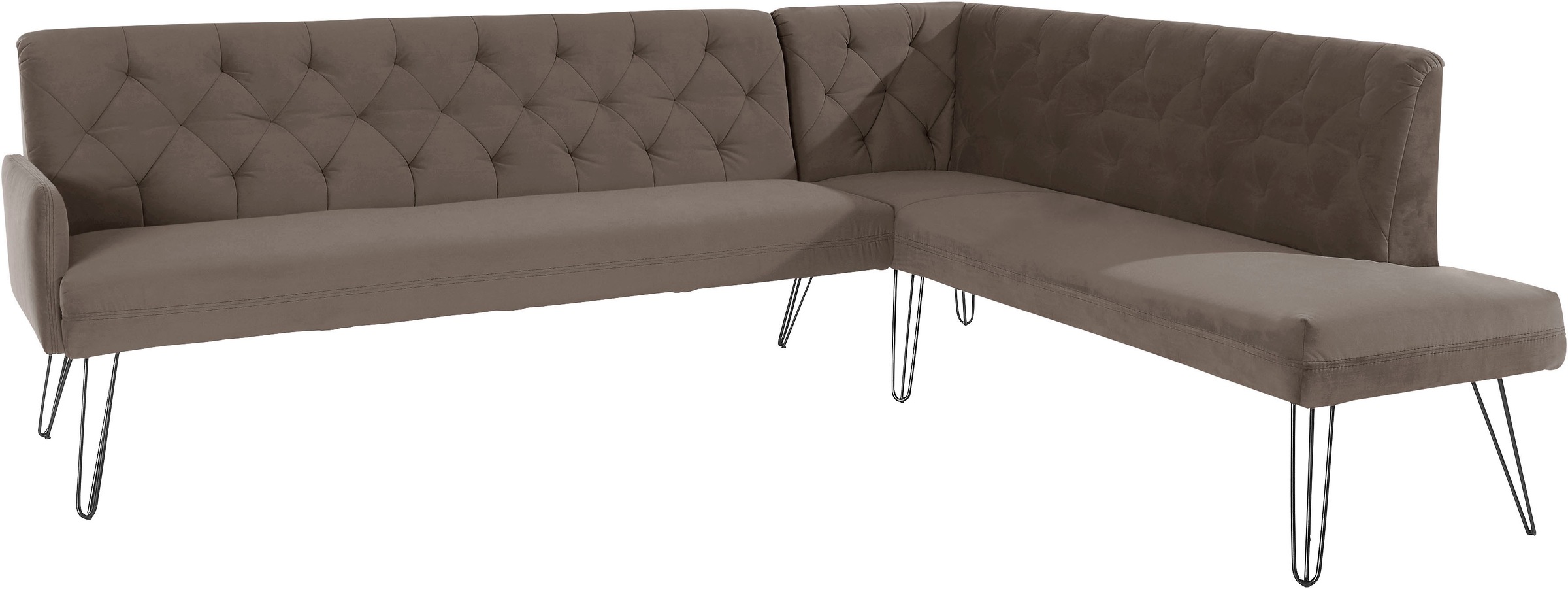 exxpo - sofa fashion Eckbank »Doppio, Chesterfield Optik, komfortabel und bequem, hohe Designfüsse«, Frei im Raum stellbar