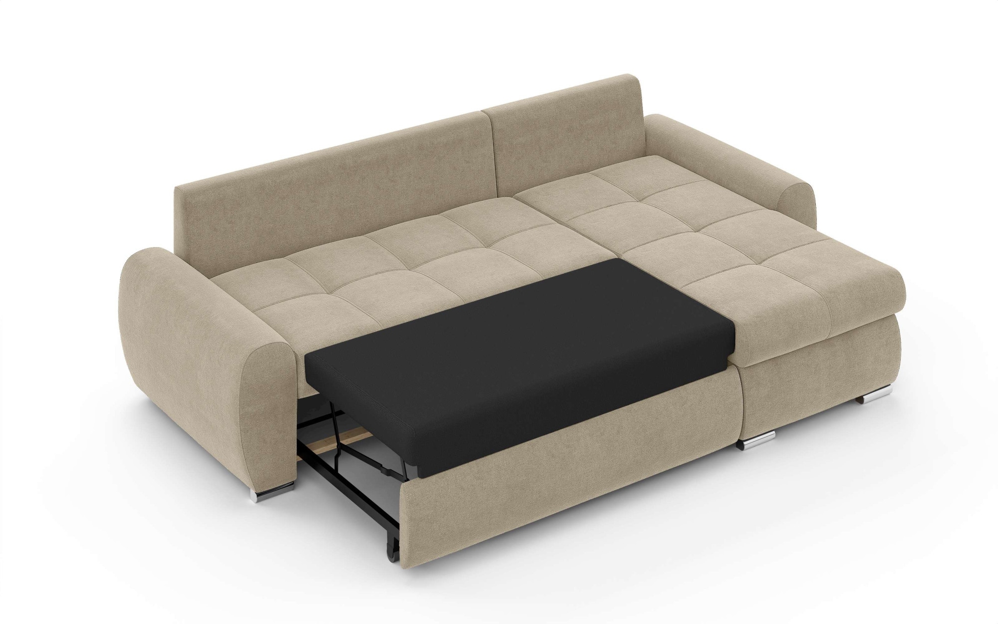 INOSIGN Ecksofa »HAVERHILL Schlafsofa mit Bettkasten, Masse B/H/T: 237/89/166 cm«, L-Form mit Recamiere links oder rechts bestellbar, Wellenunterfederung