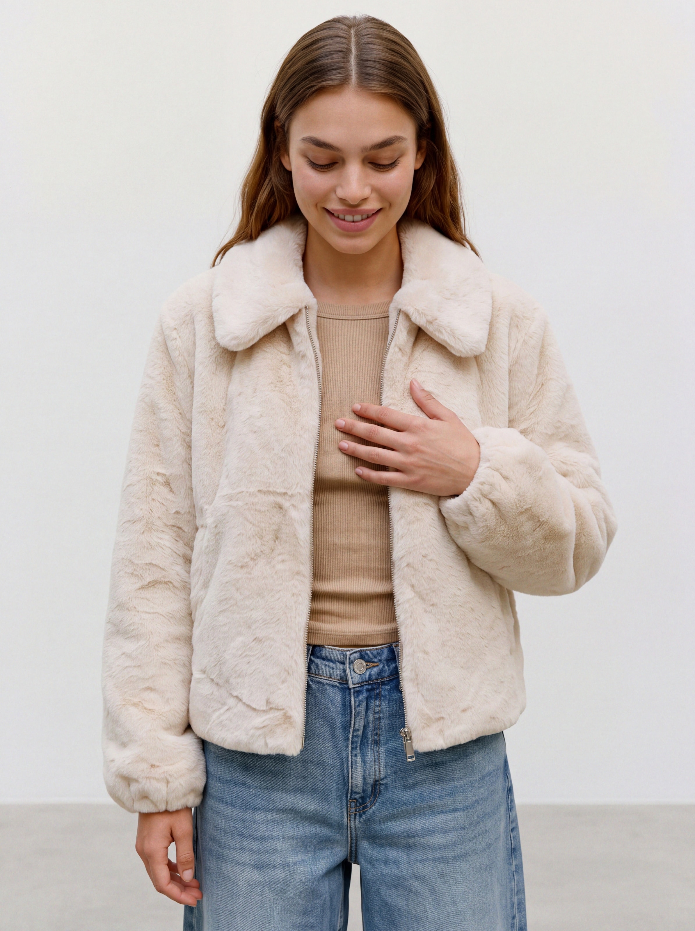 Image of Vero Moda Fellimitatjacke "VMSOLAIMA SHORT JACKET NOOS" Kunstfaser, Fellimitat