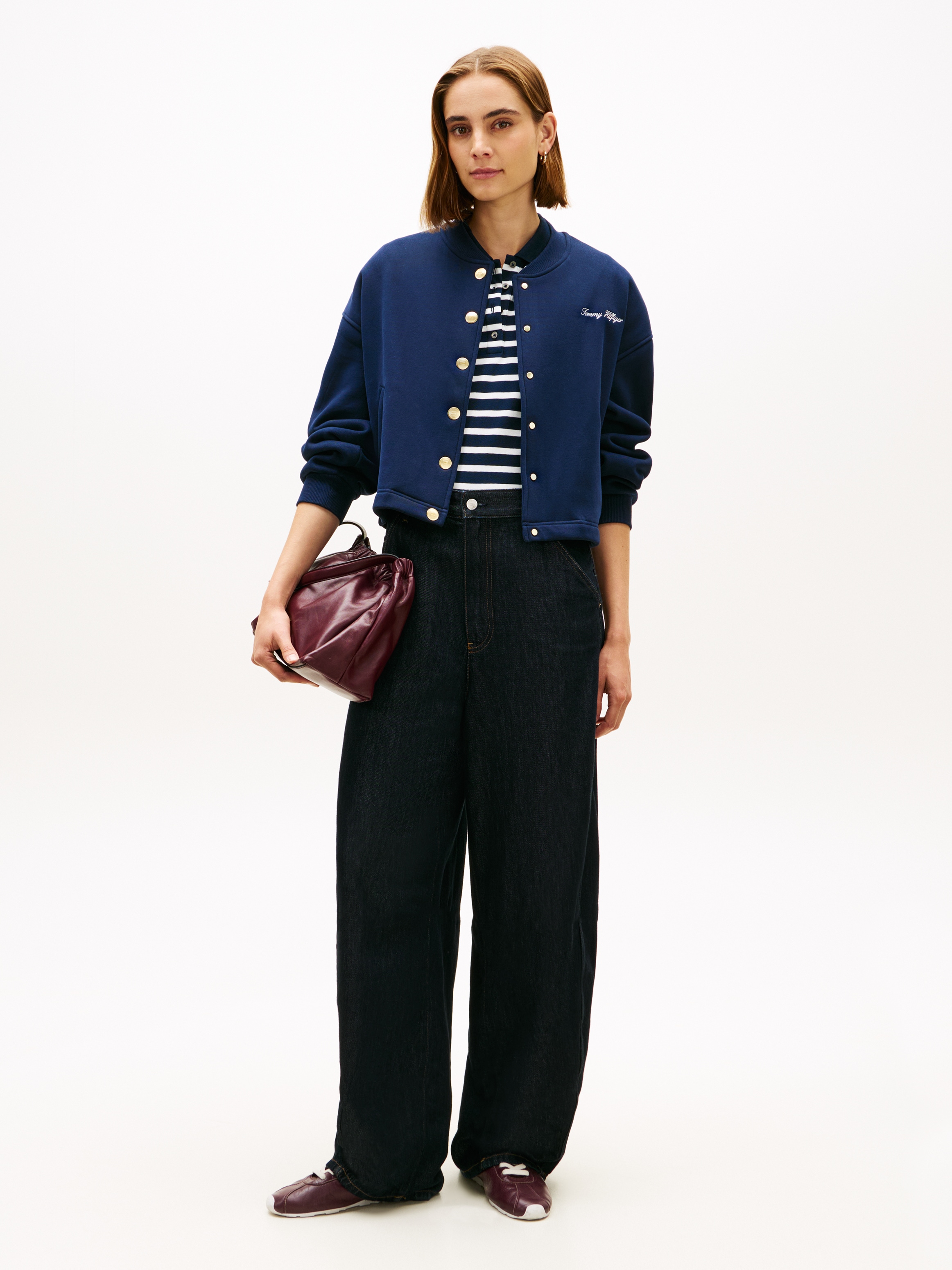 Tommy Hilfiger Veste en tricot »GOLD BTN HWK BOMBER« mit goldfarbenen Knöpfen