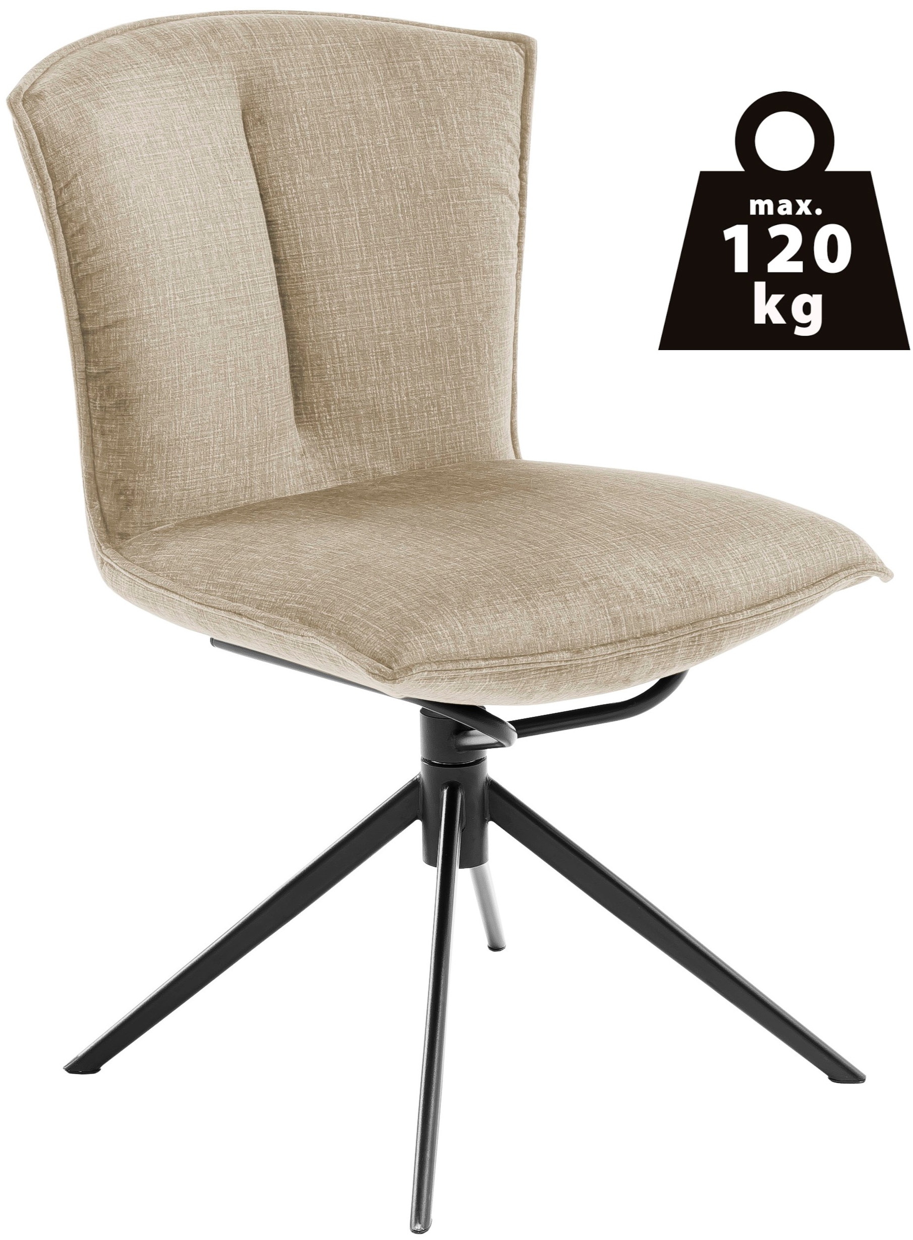 MCA furniture 4-Fussstuhl »NALON Esszimmerstuhl (2er Set) - Stuhl«, (Set), 2 St., Veloursstoff, 360° drehbar, Schwingfunktion, Metall, Veloursoptik, belastbar 120 kg