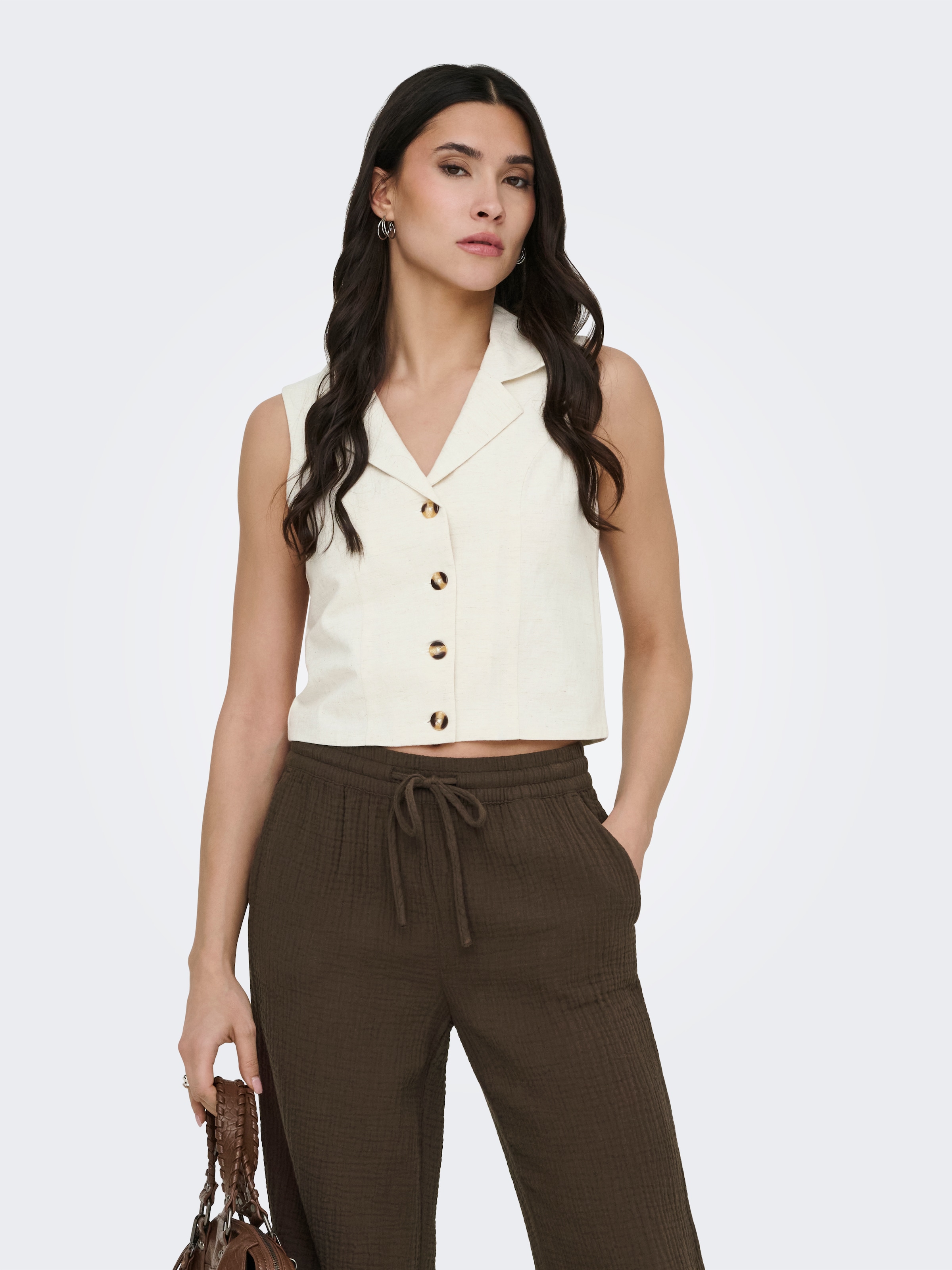 Image of JDY Anzugweste "JDYMILAN LINEN S/L WAISTCOAT TLR" mit Leinen