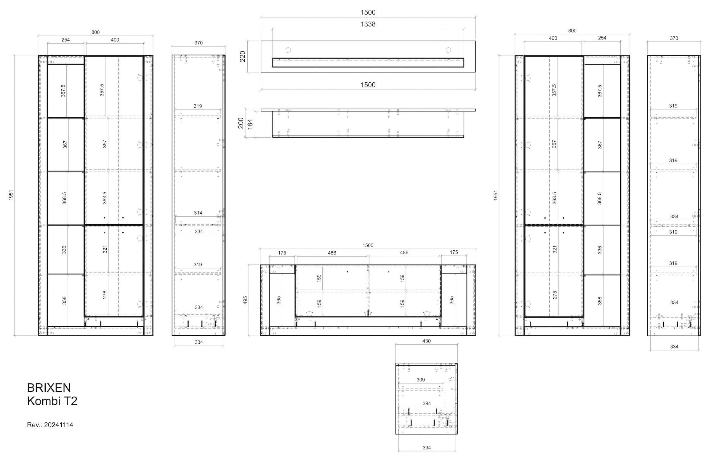 INOSIGN Wohnwand »Brixen, moderne Anbauwand, Wohnzimmer-Set, Eiche Evoke Dekor mit Weiss«, (Set, 4 St.), enthält Stauraumelemente, Lowboard und Wandboard