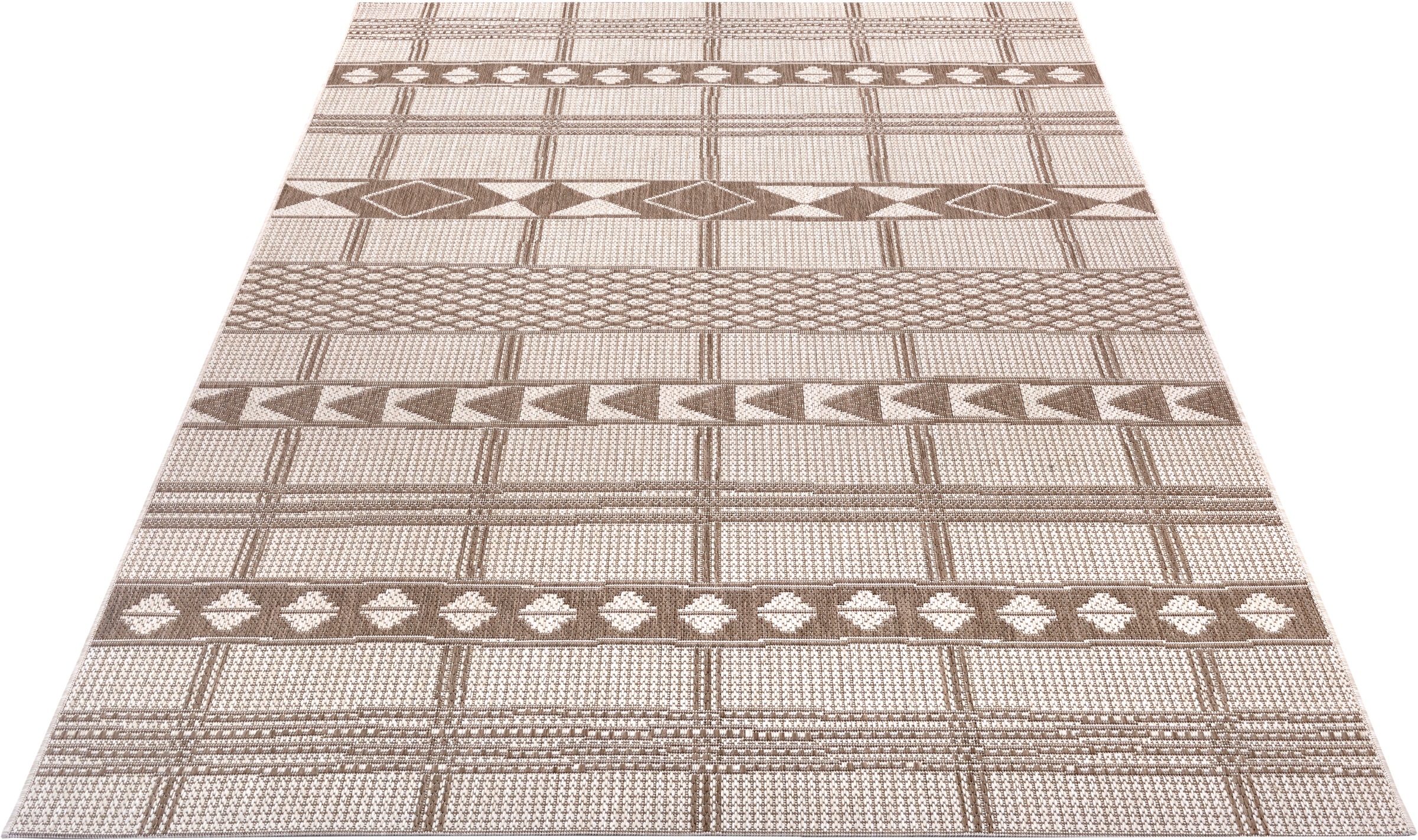 Image of Leonique Teppich »Yani«, rechteckig, 3 mm Höhe, In- und Outdoor geeignet, Teppich im Boho Look, strapazierfähig & pflegeleicht, Flachgewebe, ideale Teppiche für Wohnzimmer, Balkon, Terrasse, Garten, Küche, Esszimmer bei Ackermann Versand Schweiz