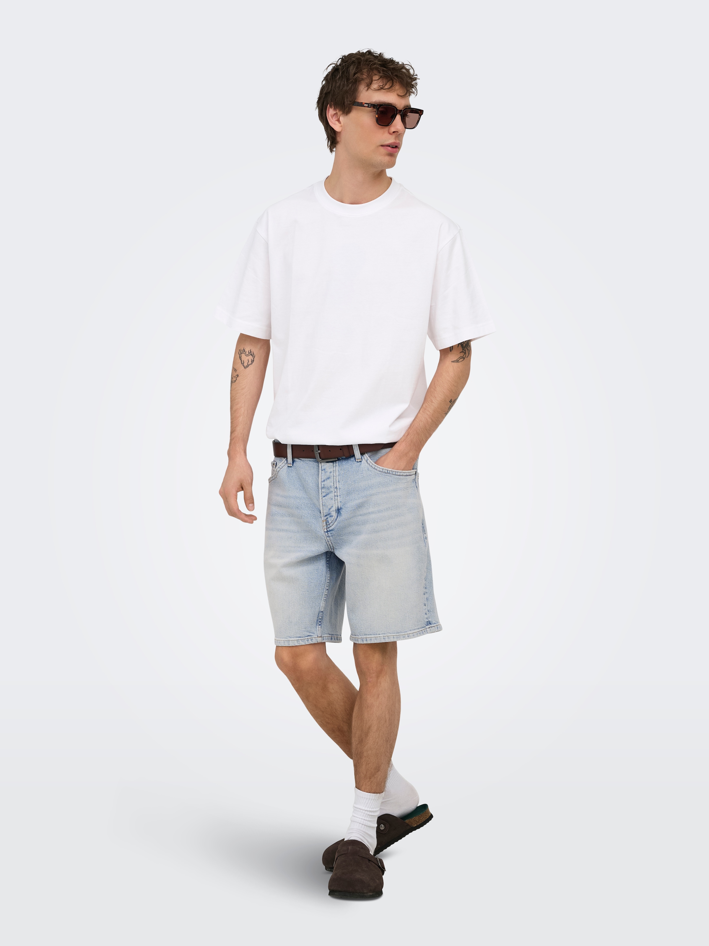 ONLY & SONS Short en jean »ONSEDGE PER LBB 9382 DOT DNM SHORTS NOOS« mélange coton, coupe droite