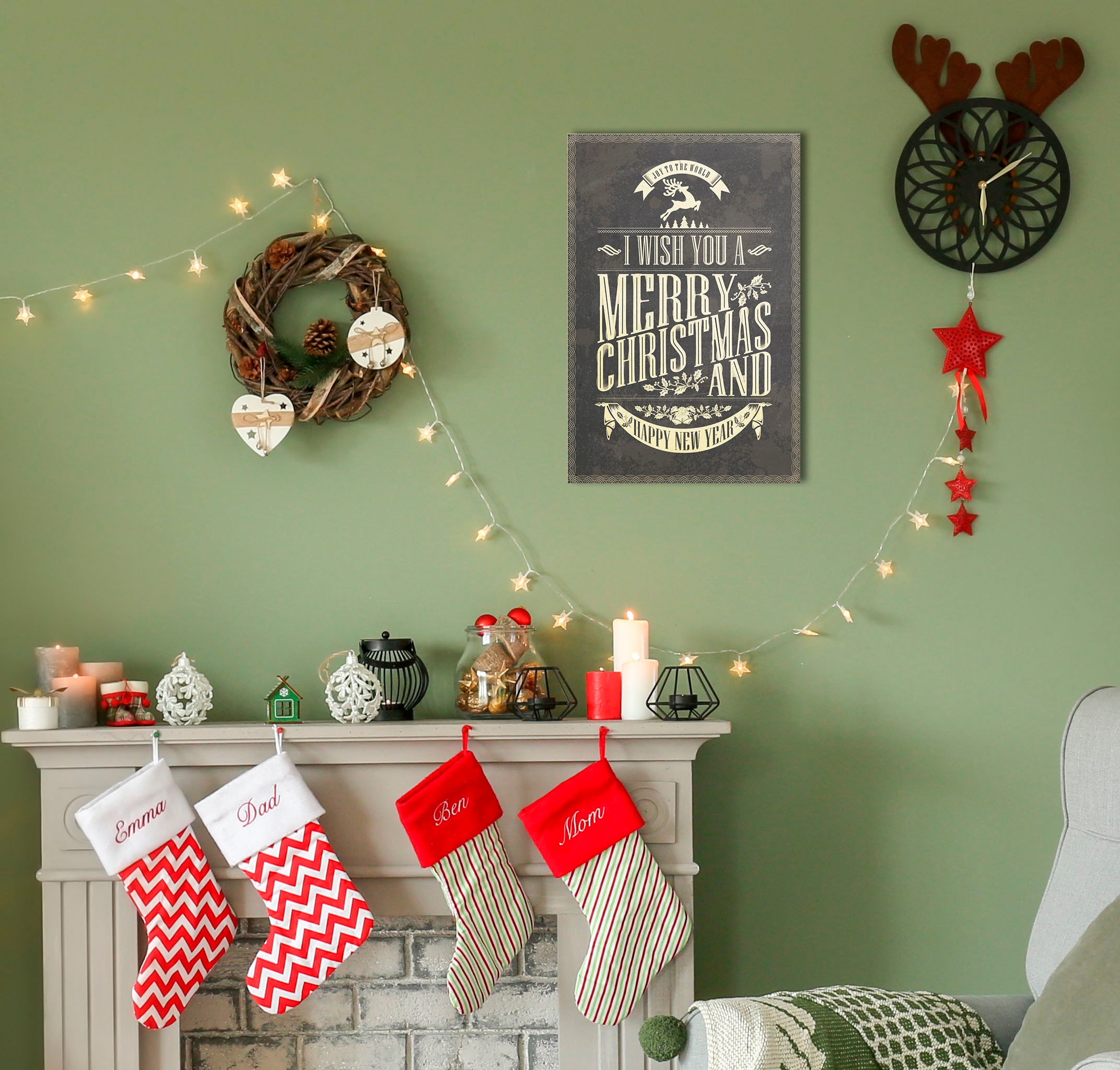 Image of queence Metallbild "Joy to the World" Schriftzug Schriftzüge Weihnachten 1 Stk. tlg. Stahlschilder