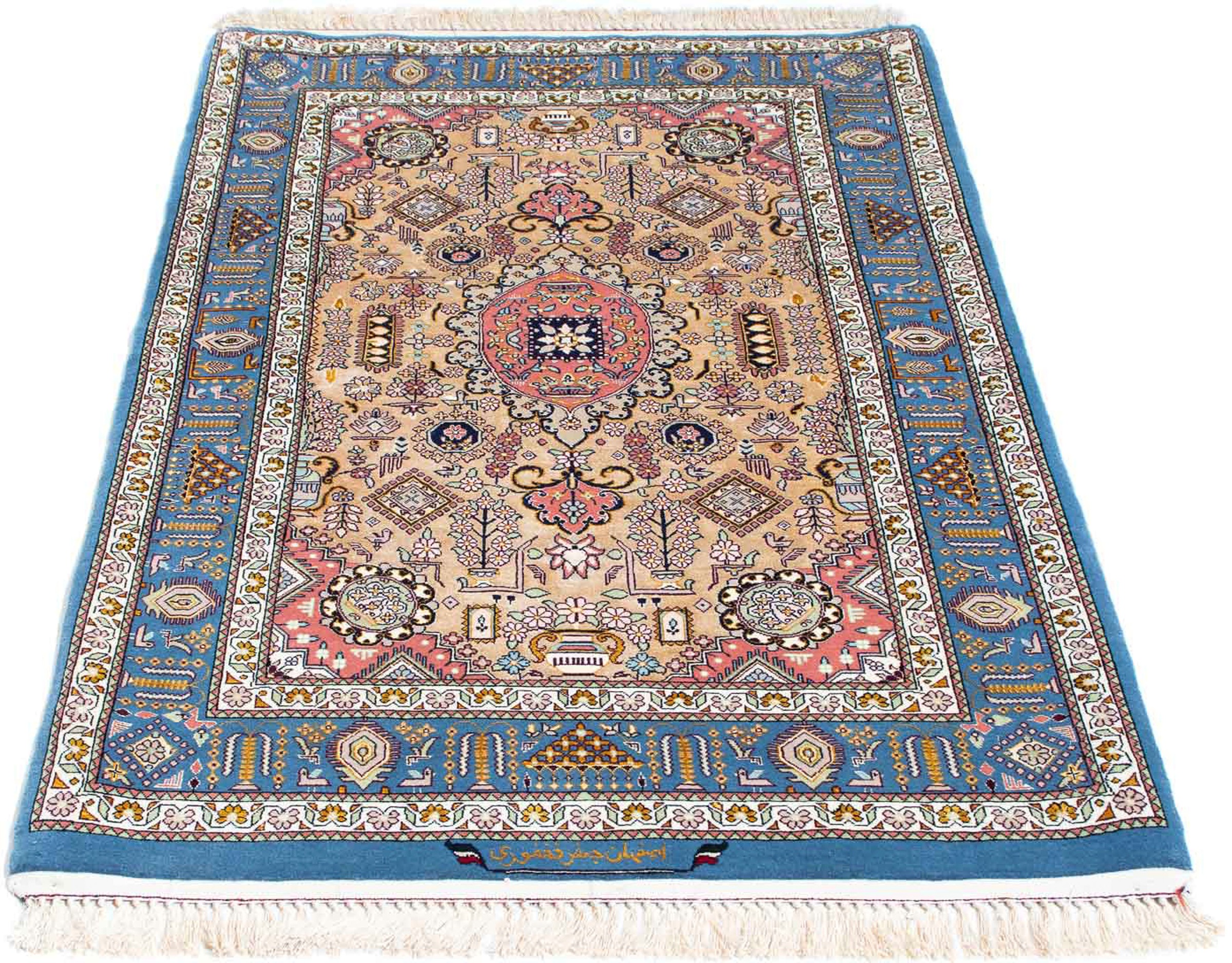 Image of morgenland Orientteppich »Perser - Isfahan - Premium - 126 x 83 cm - hellblau«, rechteckig, 6 mm Höhe, Wohnzimmer, Handgeknüpft, Einzelstück mit Zertifikat bei Ackermann Versand Schweiz