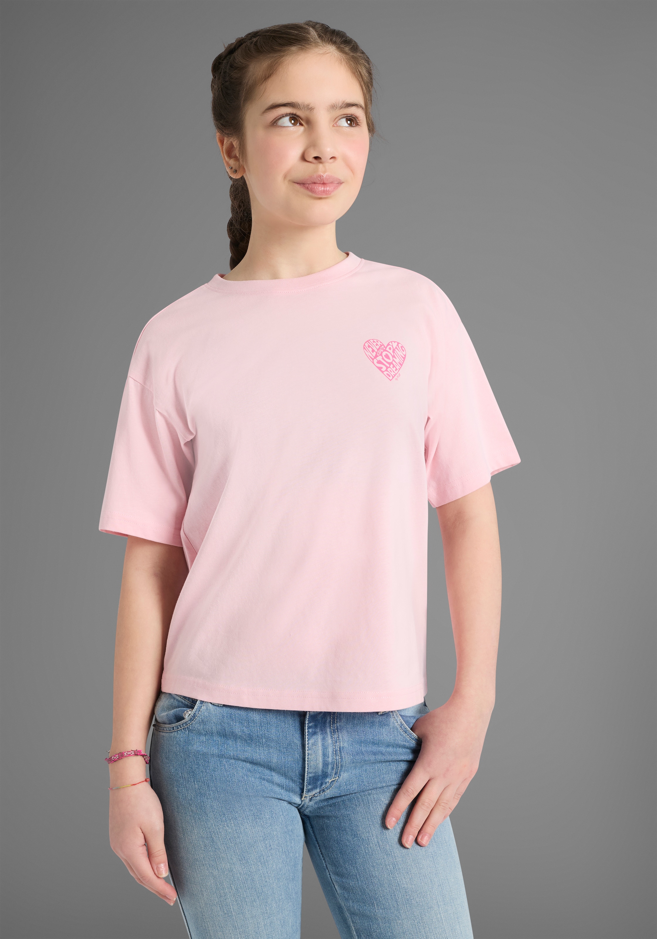 H.I.S T-shirt »2er Pack H.I.S Shirts mit Rückenprint für Mädchen« Paquet, 2, 2 pièces für Mädchen, lässige Passform, kurze Ärmel, mit Logodruck