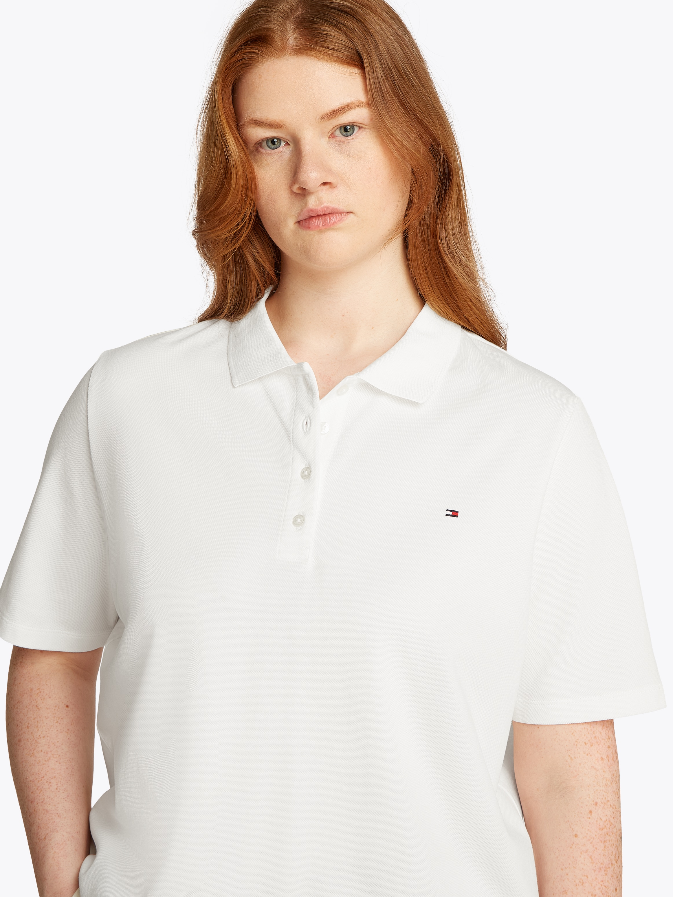 Tommy Hilfiger Curve Poloshirt »CRV 1985 REG PIQUE POLO SS« in grossen Grössen, aus Pique Qualität